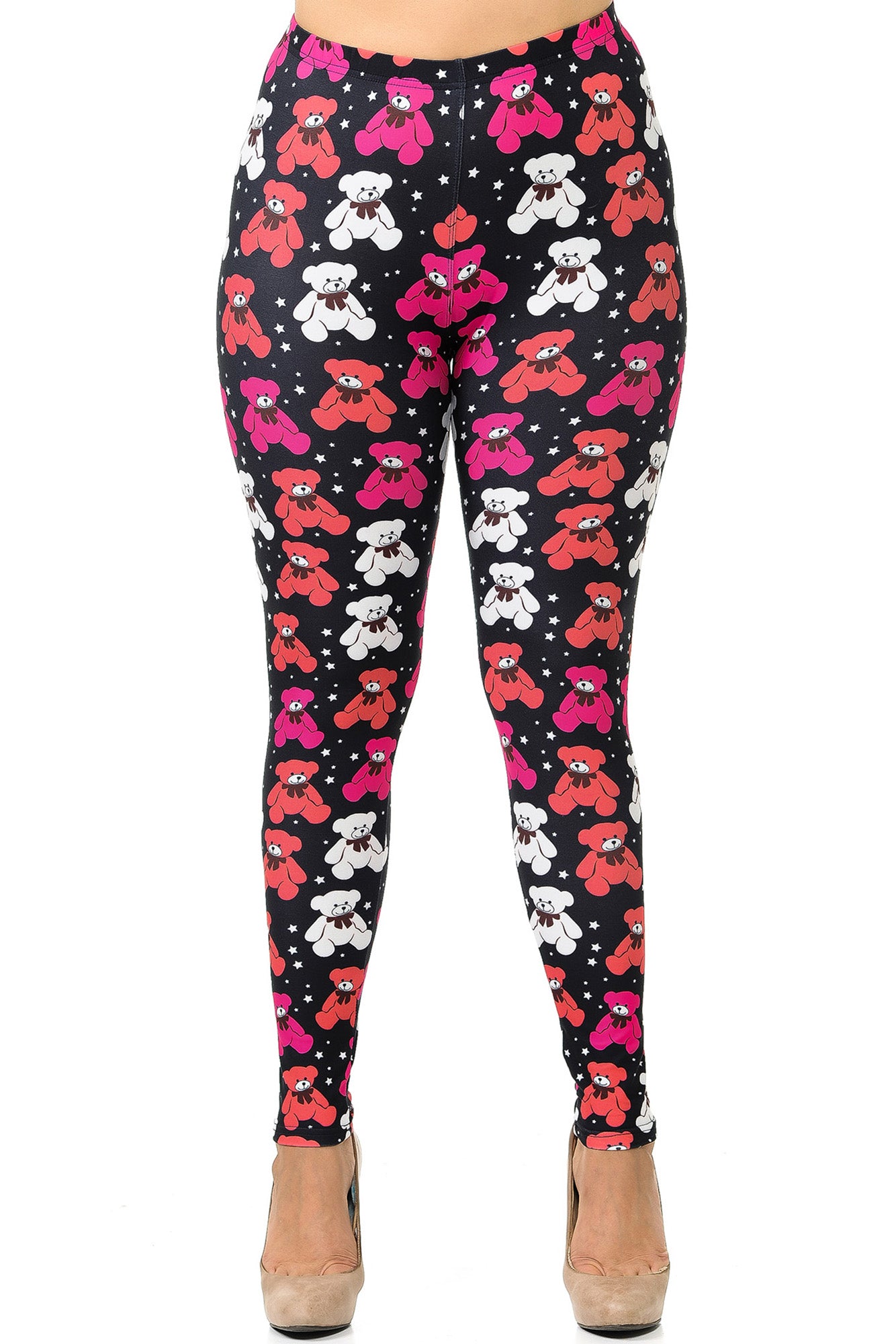 Creamy Soft Teddy Bear Plus Size Leggings (One Size Plus,Pink)