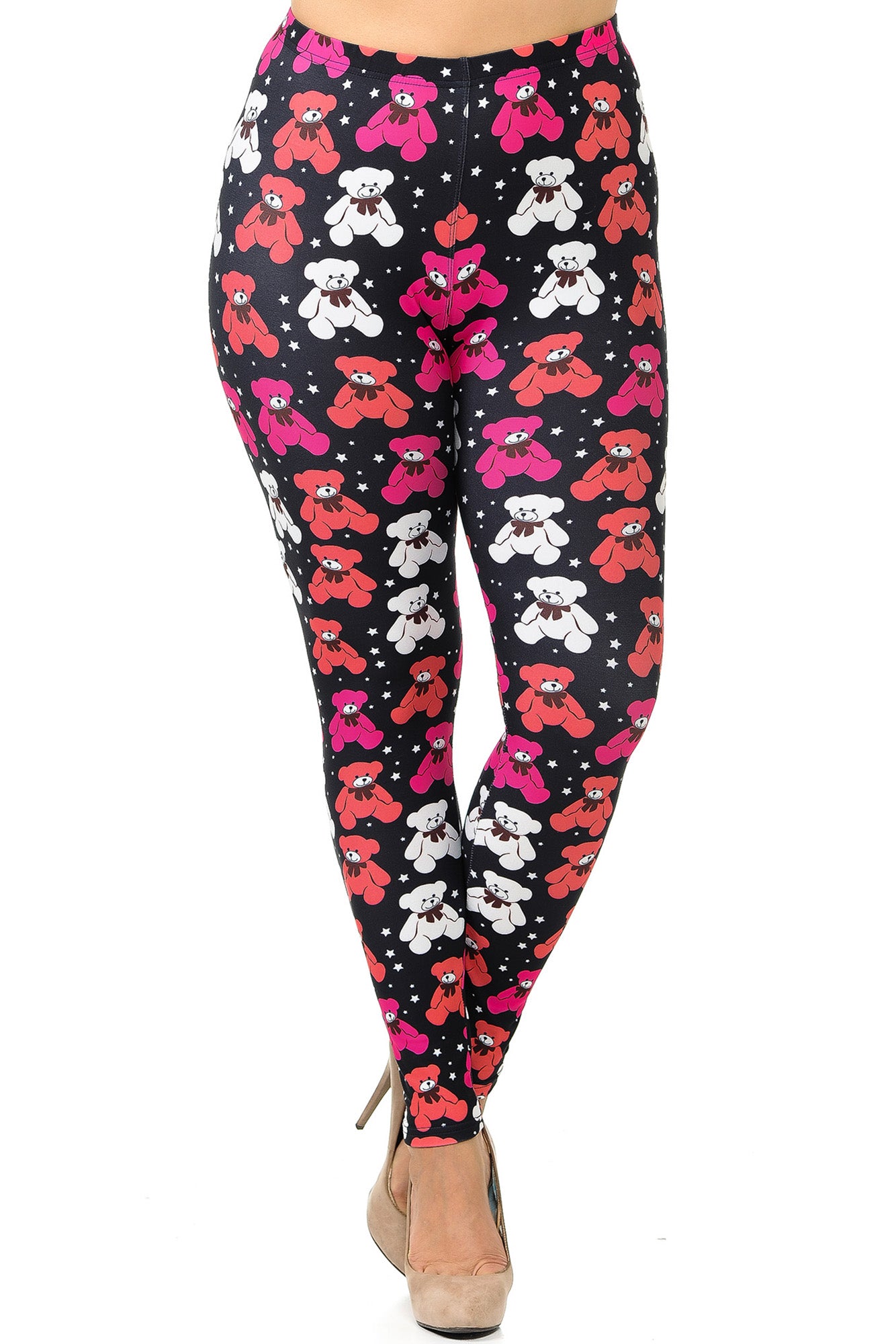 Creamy Soft Teddy Bear Plus Size Leggings (One Size Plus,Pink)