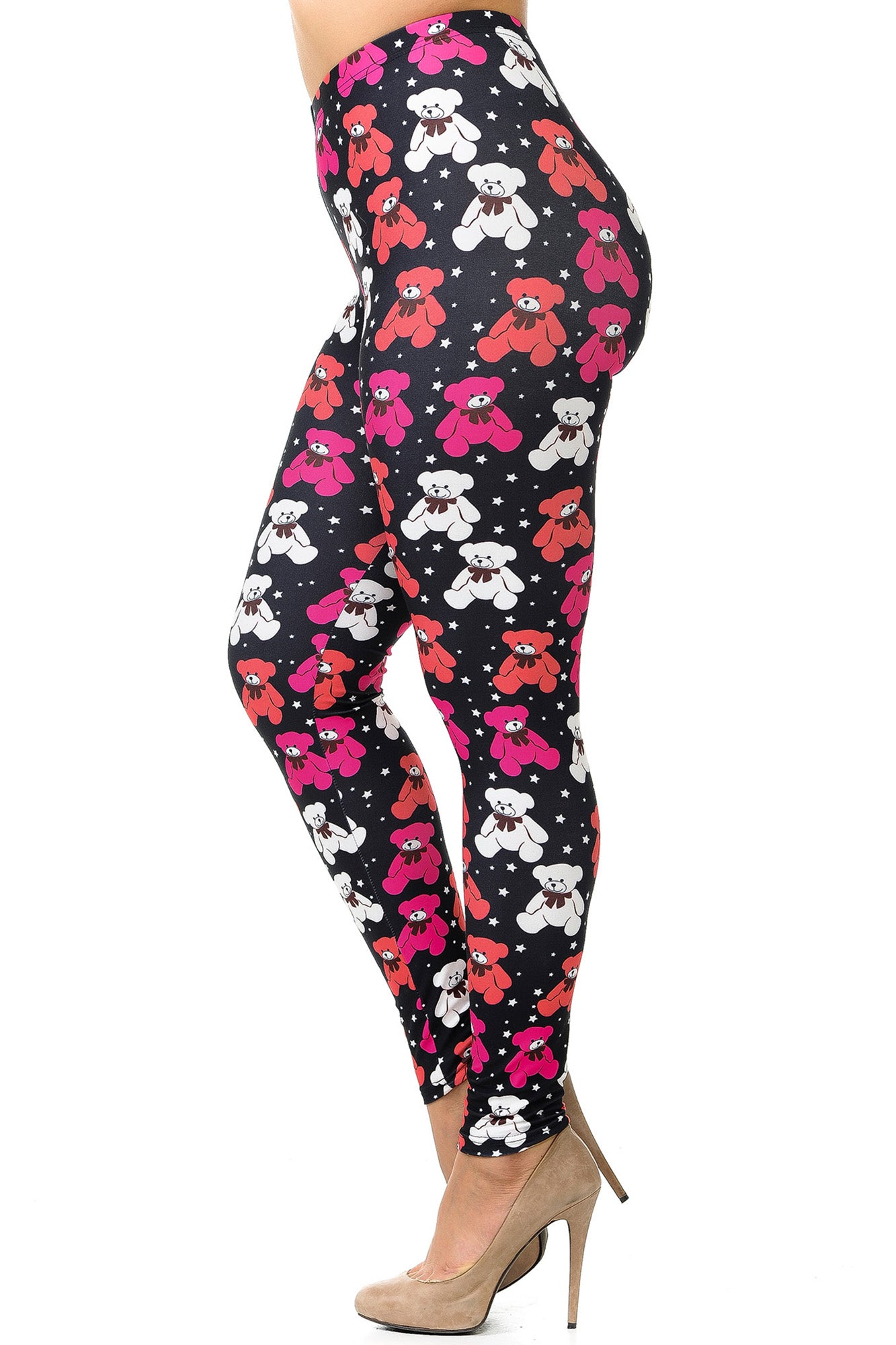 Creamy Soft Teddy Bear Plus Size Leggings (One Size Plus,Pink)
