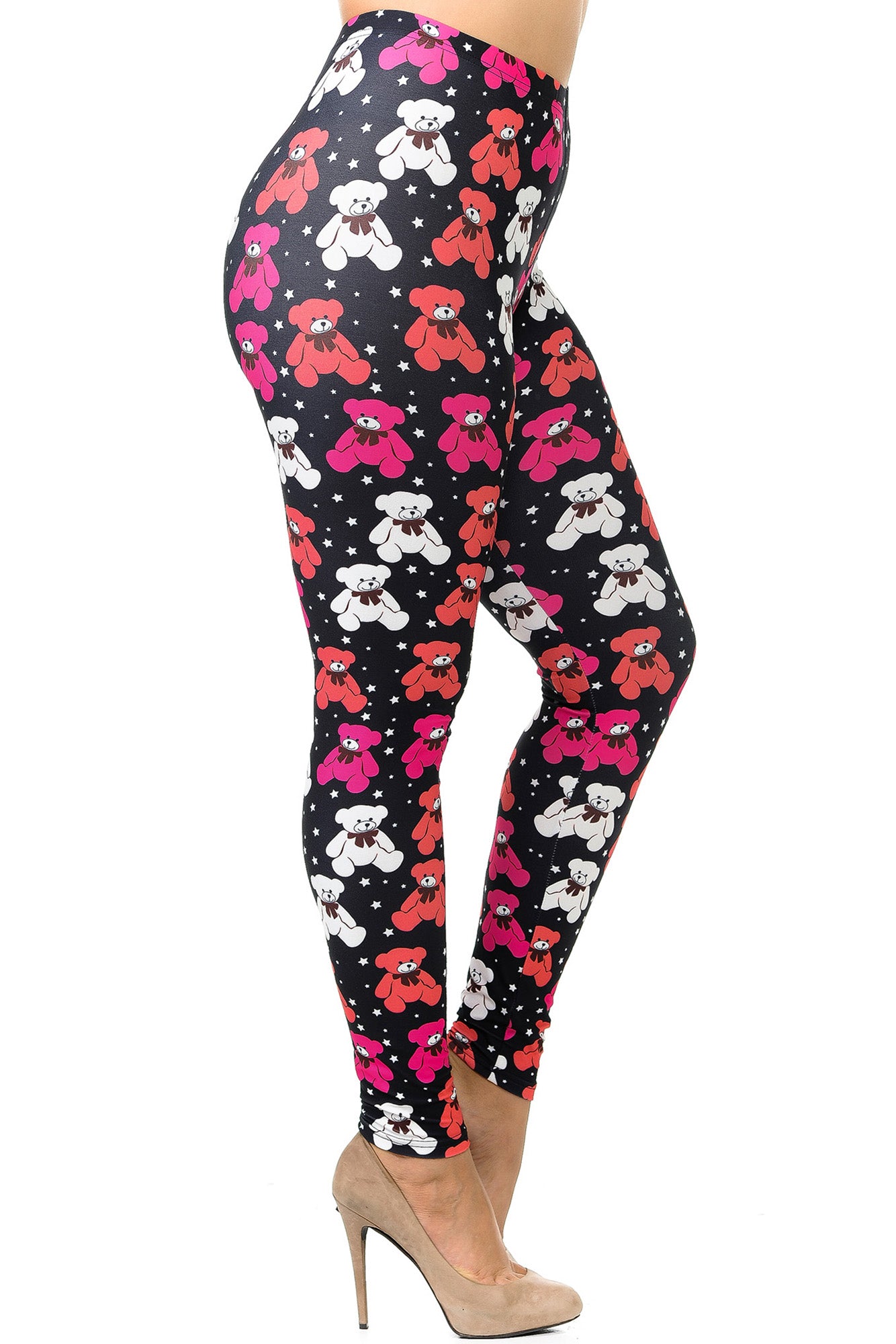 Creamy Soft Teddy Bear Plus Size Leggings (One Size Plus,Pink)