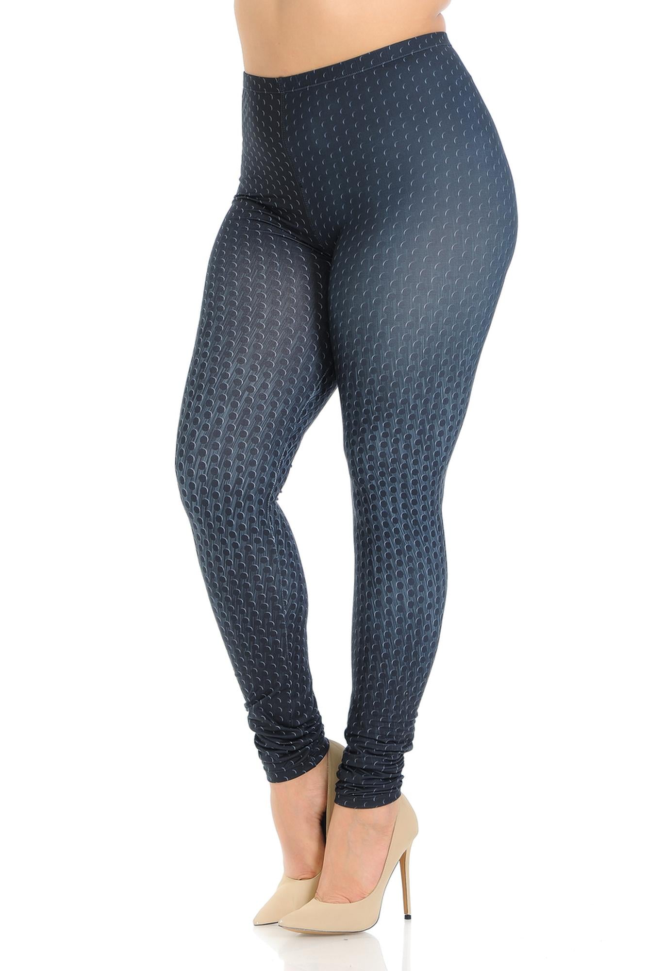 Creamy Soft Textured Dots Plus Size Leggings - Signature Collection (One Size Plus,Black)