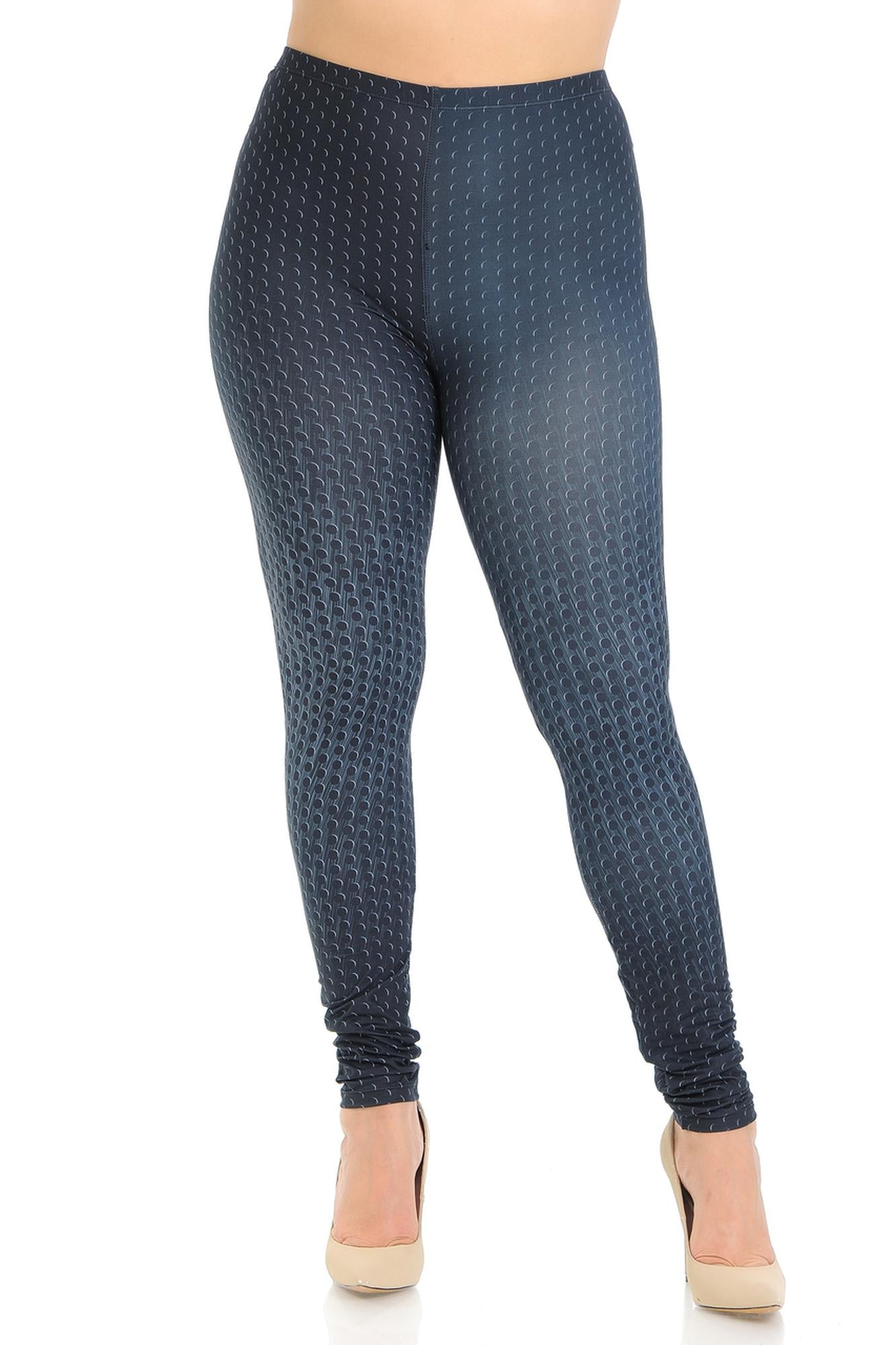 Creamy Soft Textured Dots Plus Size Leggings - Signature Collection (One Size Plus,Black)