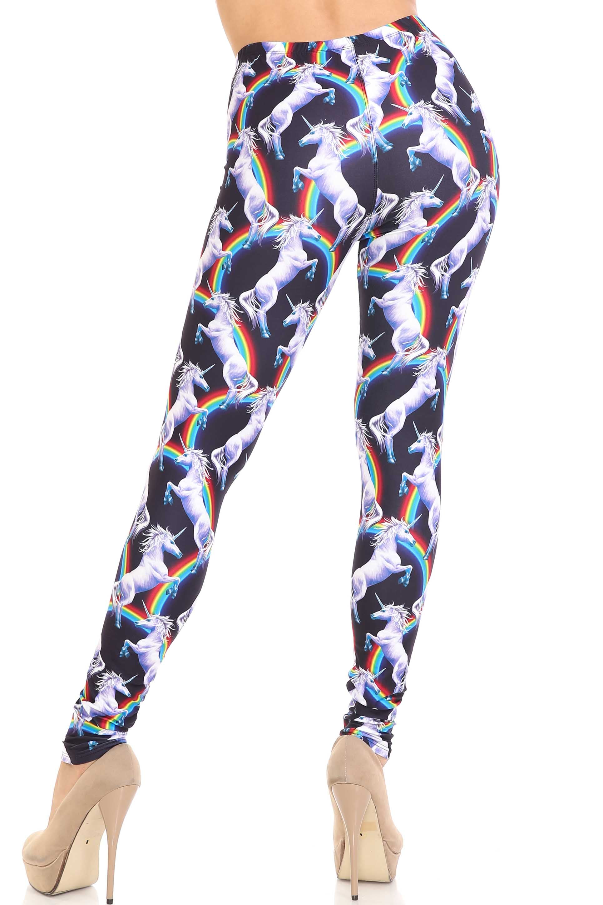 Creamy Soft Rainbow Unicorn Plus Size Leggings - By USA Fashion (One Size Plus,Multi Color Bold)