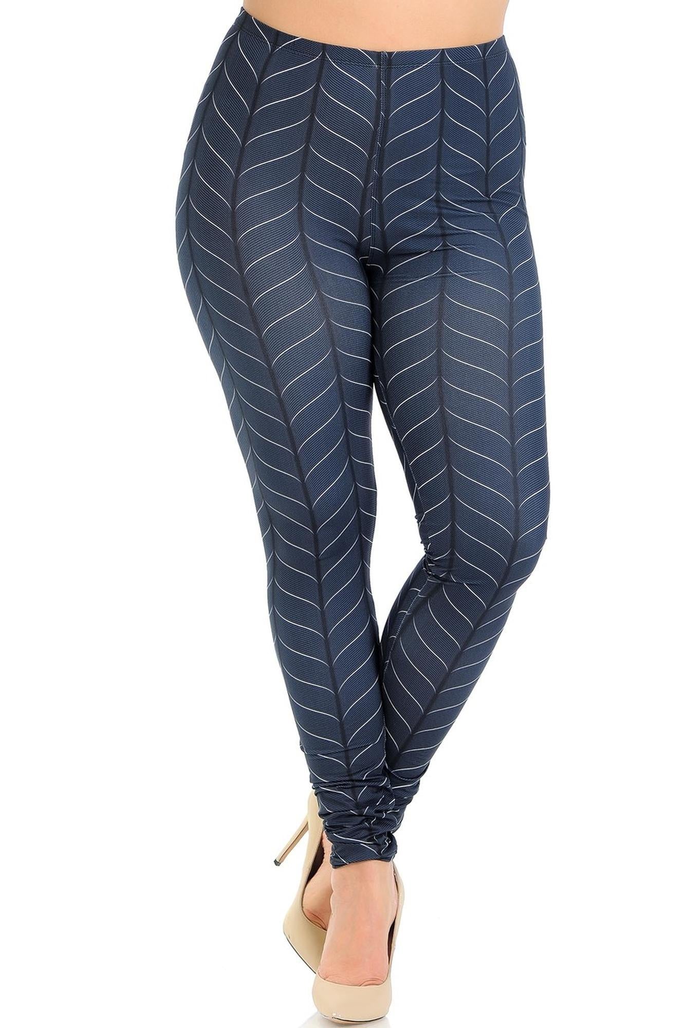 Creamy Soft Vertical Swirl Plus Size Leggings - Signature Collection (One Size Plus,Charcoal)