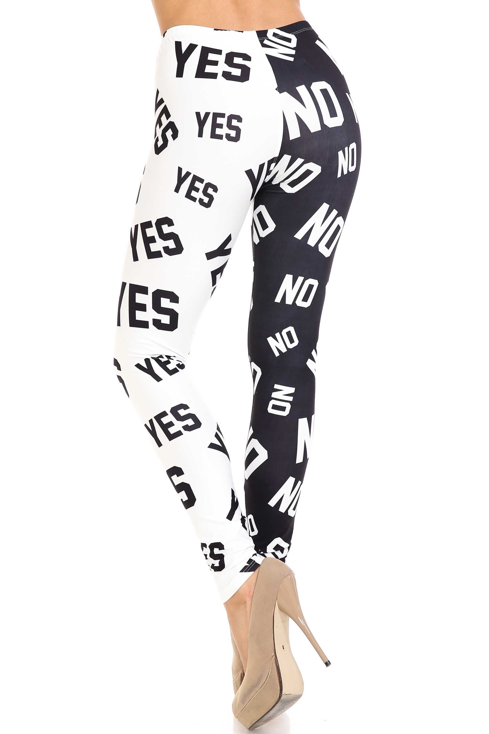 Creamy Soft Yes and No Plus Size Leggings - By USA Fashion (One Size Plus,Black)