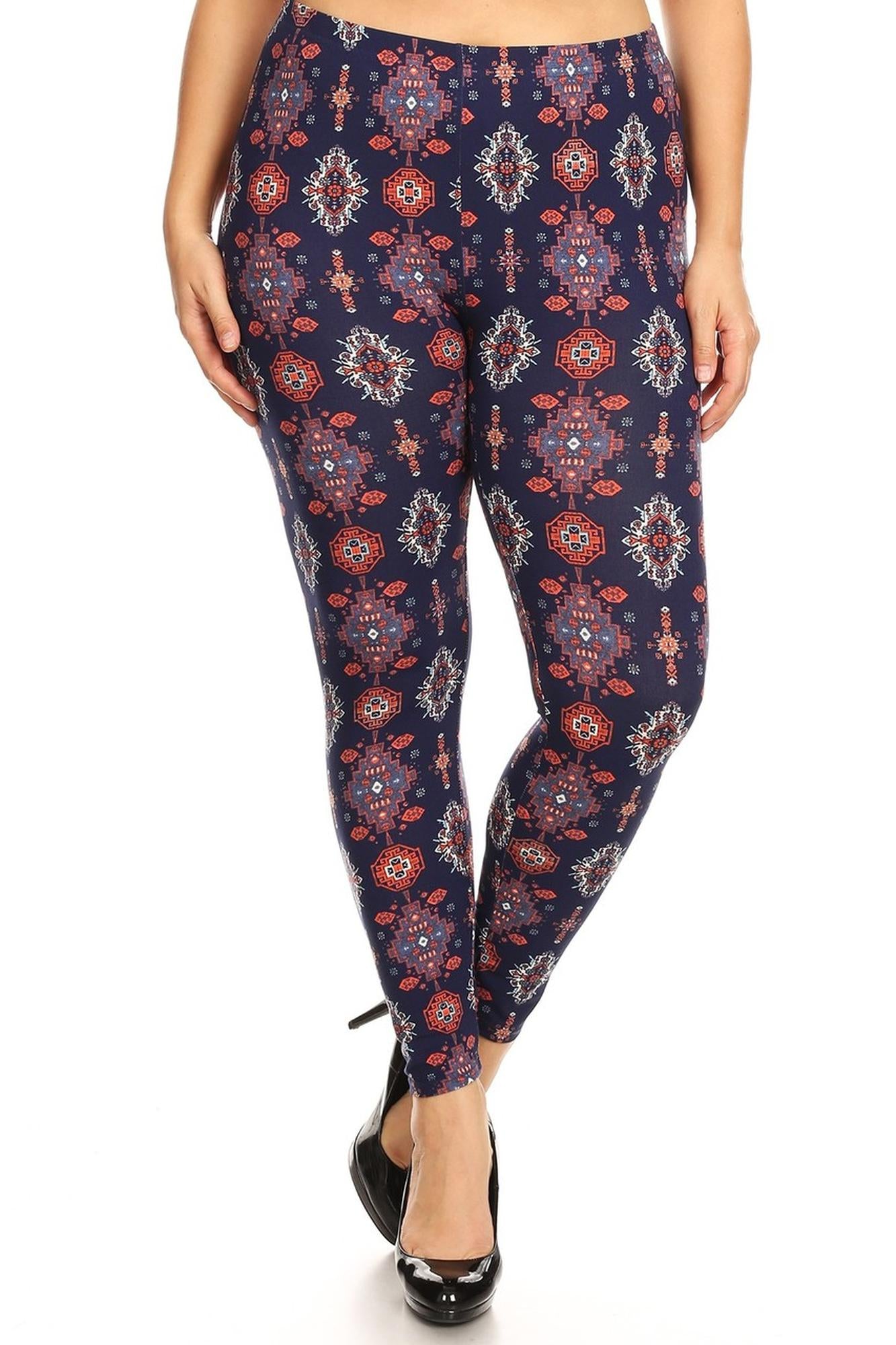 Brushed Vertical Mayan Mirage Floral Plus Size Leggings