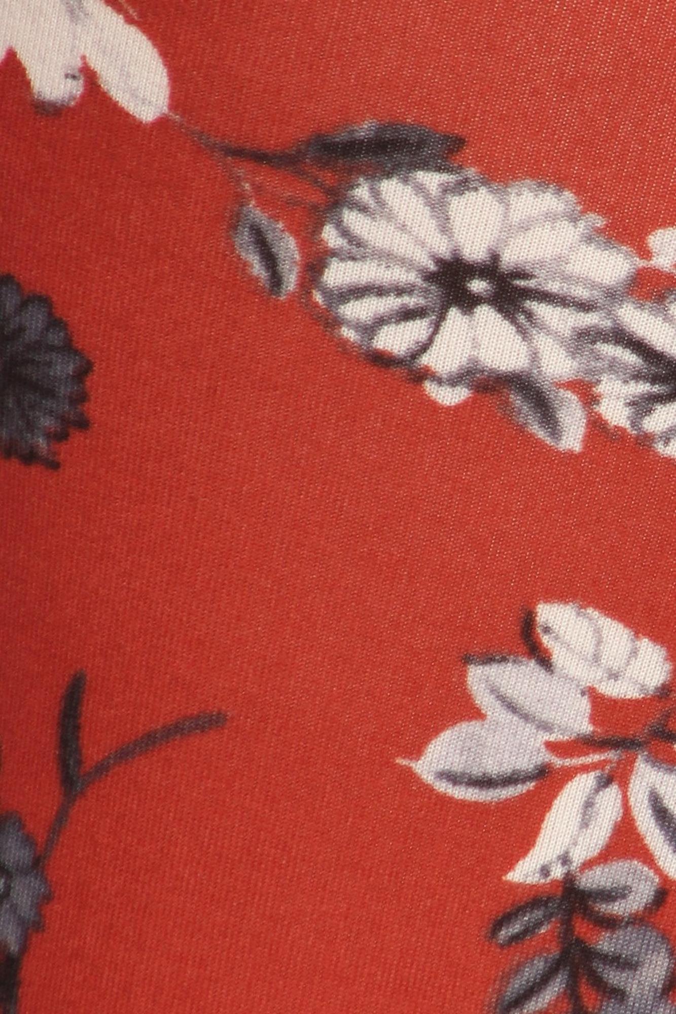 Brushed Ruby Red Spring Floral Plus Size Leggings