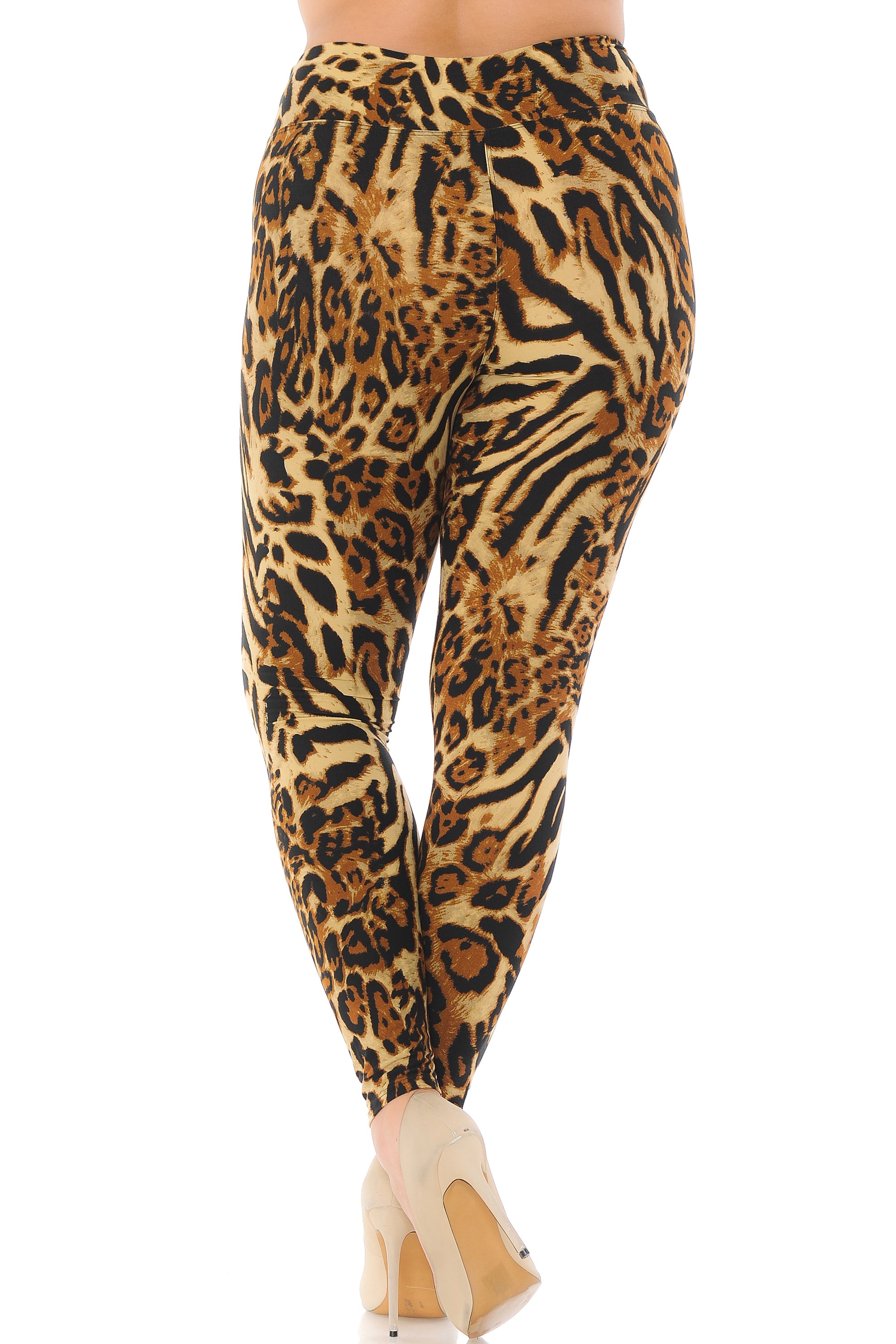 Buttery Soft Predator Leopard High Waisted Plus Size Leggings (One Size Plus,Brown)
