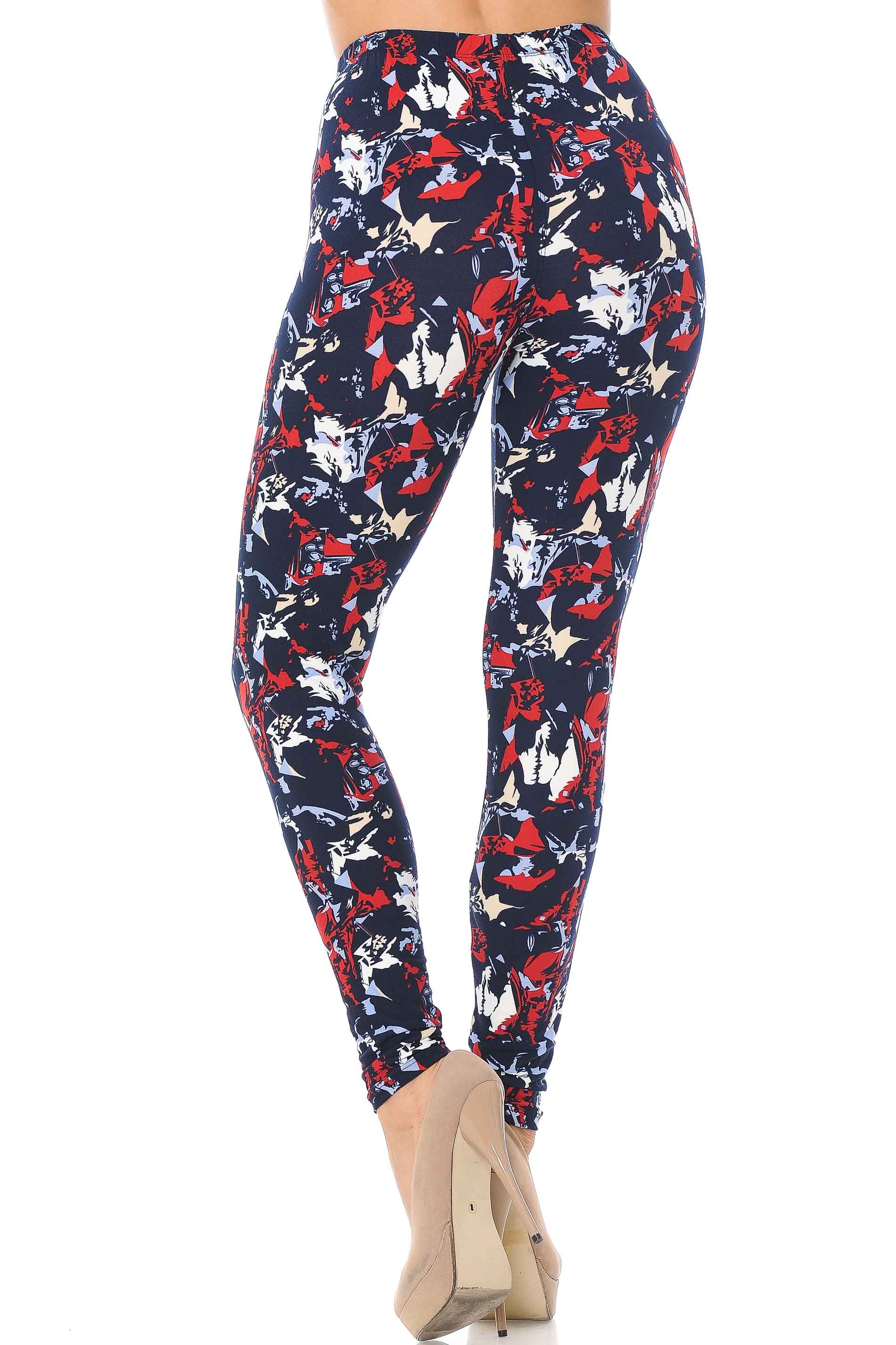 Buttery Soft Abstract Splatter Leggings (One Size Regular,Red)