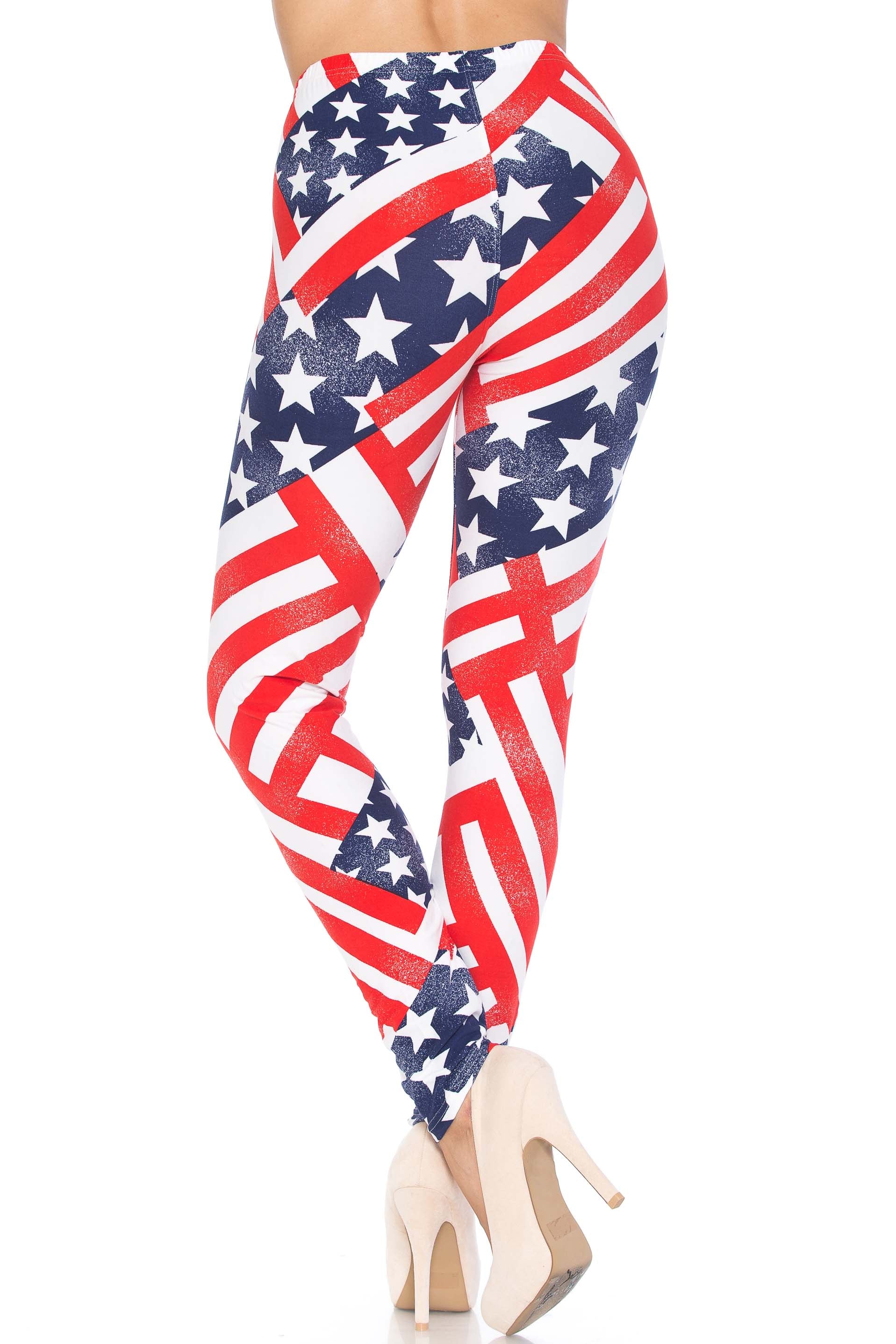 Patriot USA Flag Leggings (One Size Regular,Red)