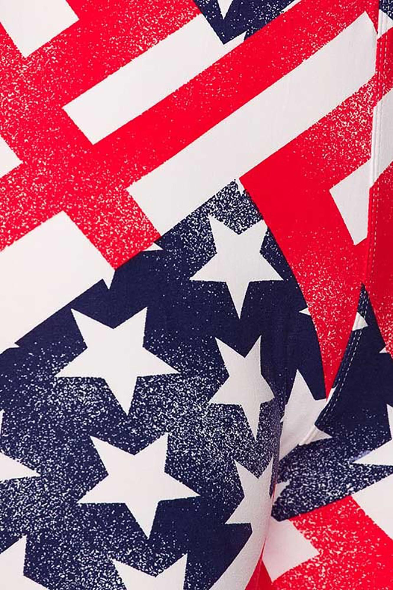 Patriot USA Flag Leggings (One Size Regular,Red)