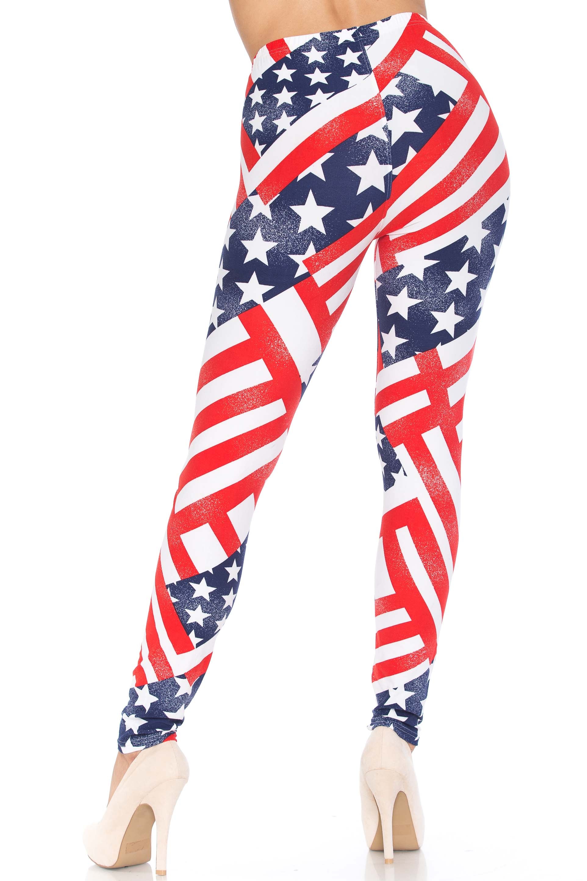 Patriot USA Flag Leggings (One Size Regular,Red)