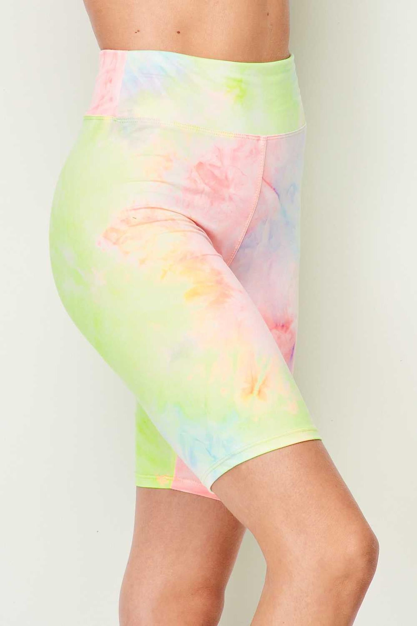 Buttery Smooth Pastel Tie Dye High Waisted Biker Shorts - 3 Inch Waist
