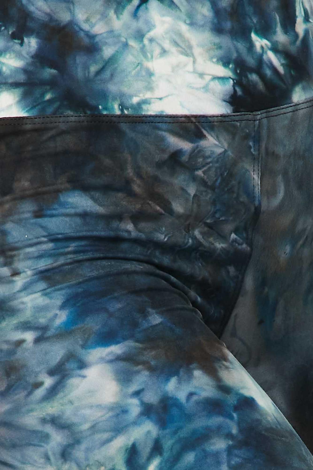 Buttery Smooth Steel Blue Tie Dye High Waisted Biker Shorts - 3 Inch Waist
