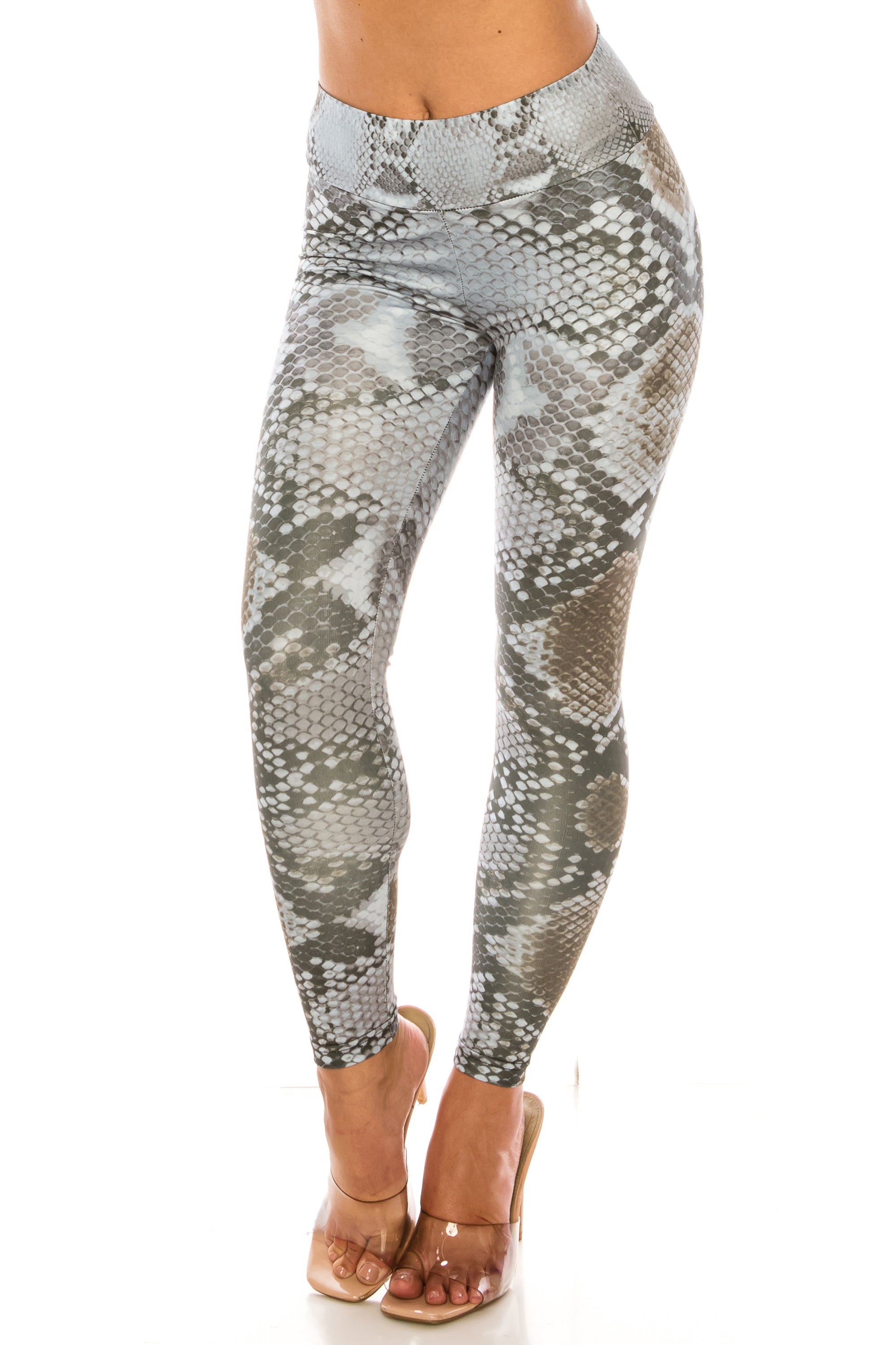 Sleek Snakeskin High Waisted Sport Scrunch Leggings
