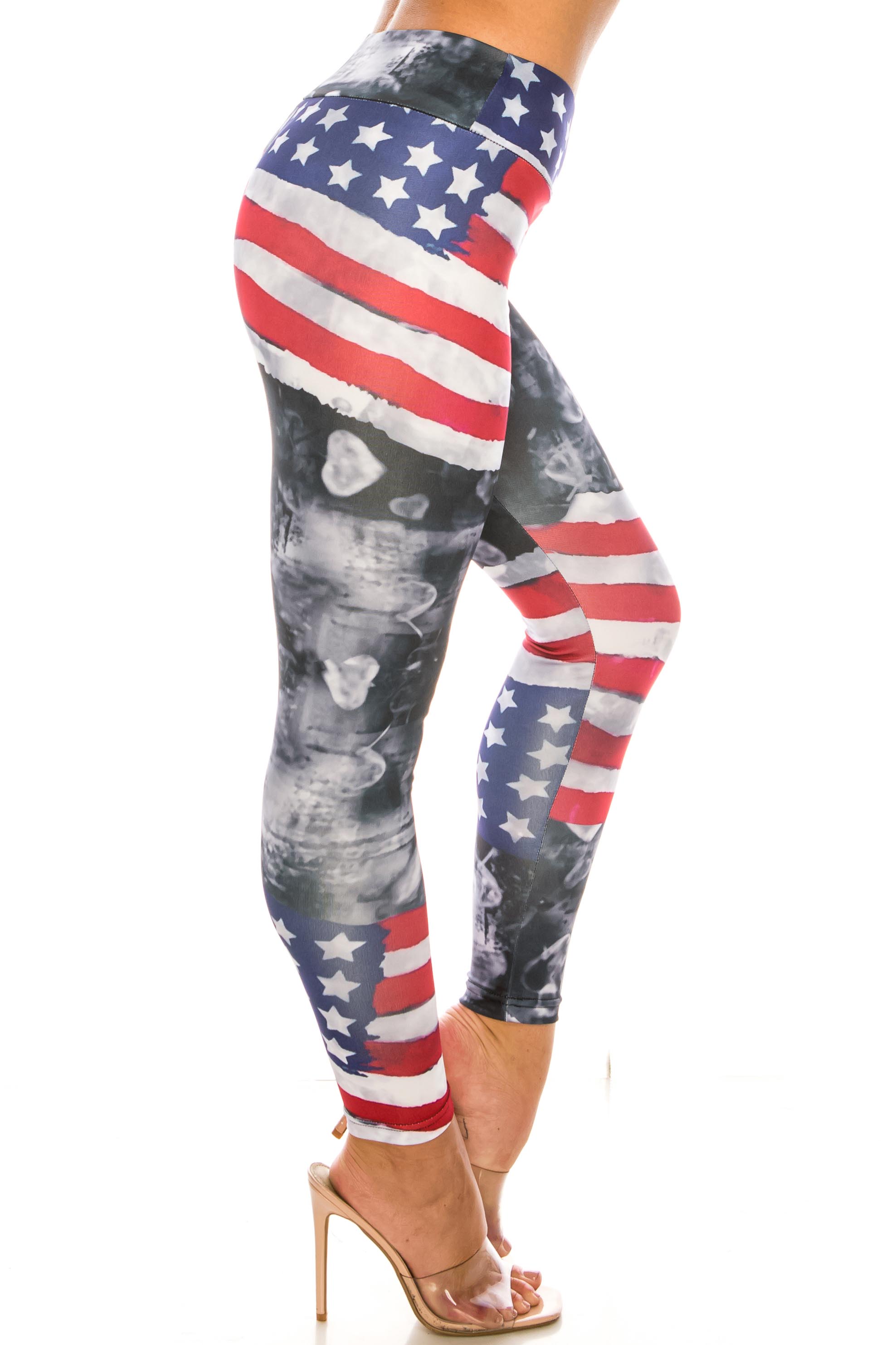 Painted USA Flag High Waisted Sport Leggings