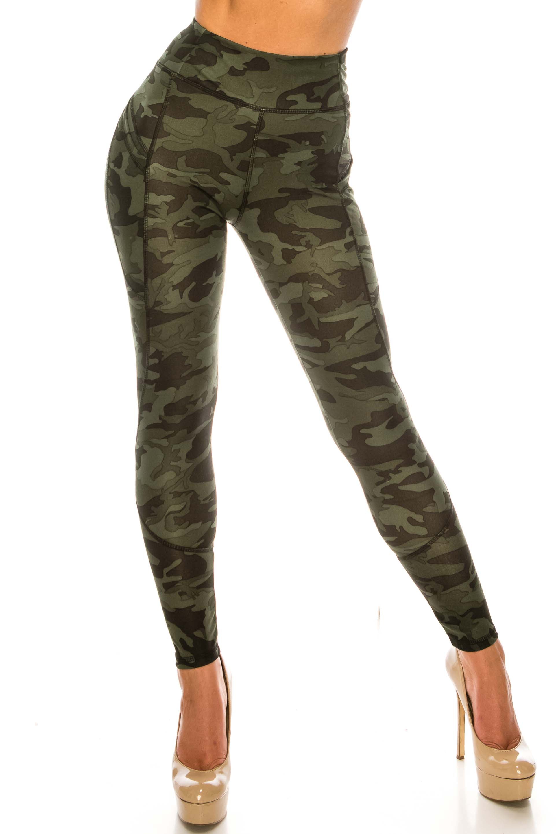 Camouflage High Waisted Leggings with Pockets