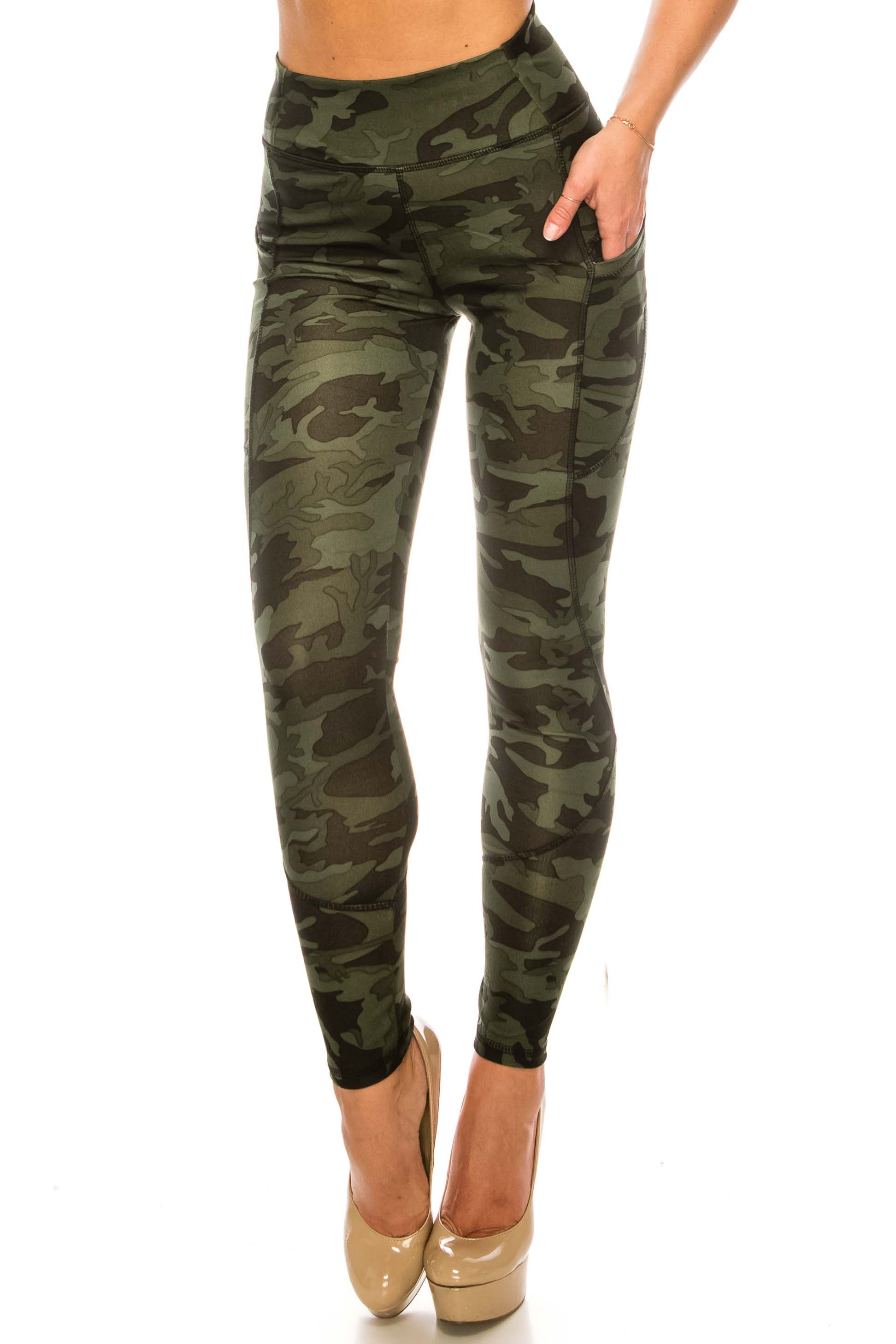 Camouflage High Waisted Leggings with Pockets