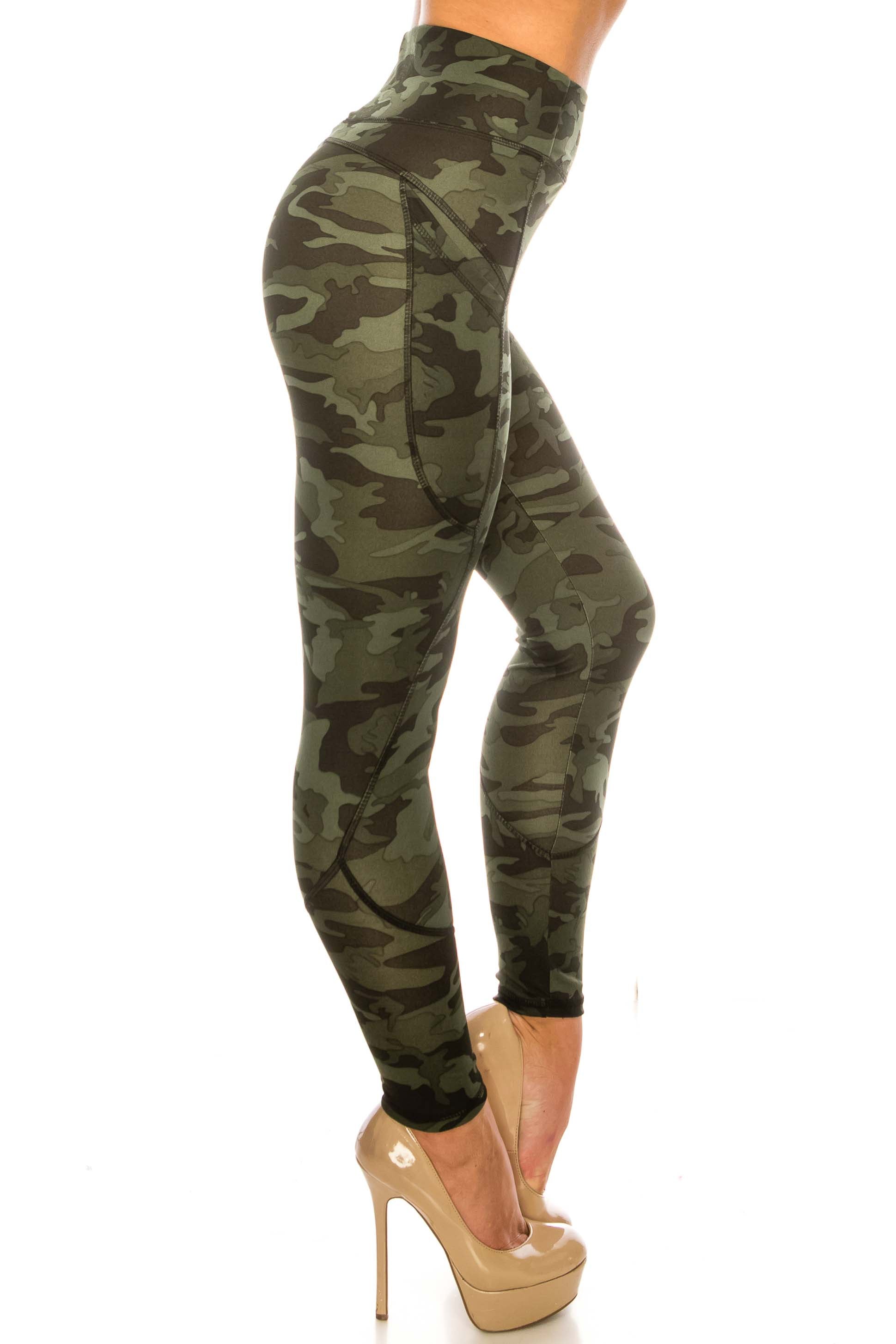 Camouflage High Waisted Leggings with Pockets
