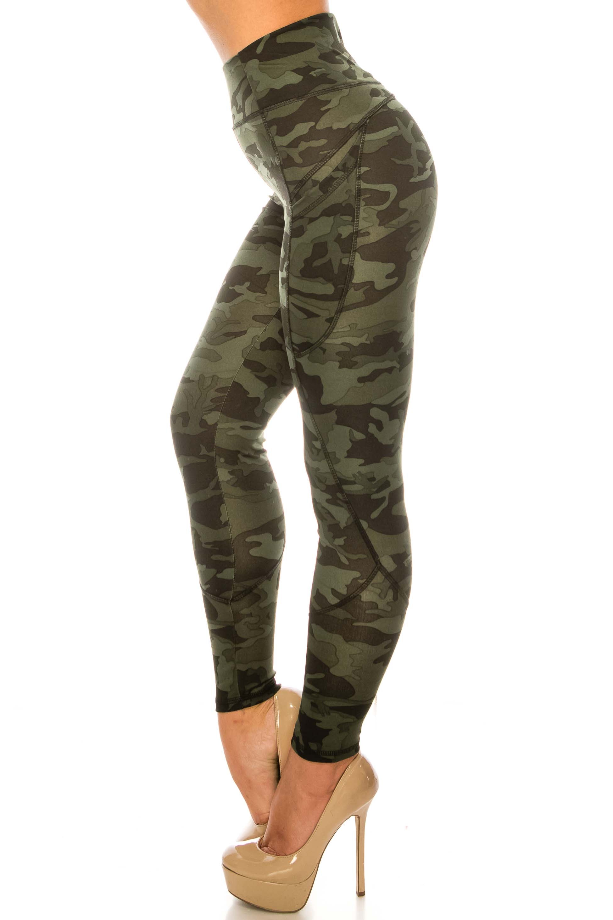 Camouflage High Waisted Leggings with Pockets