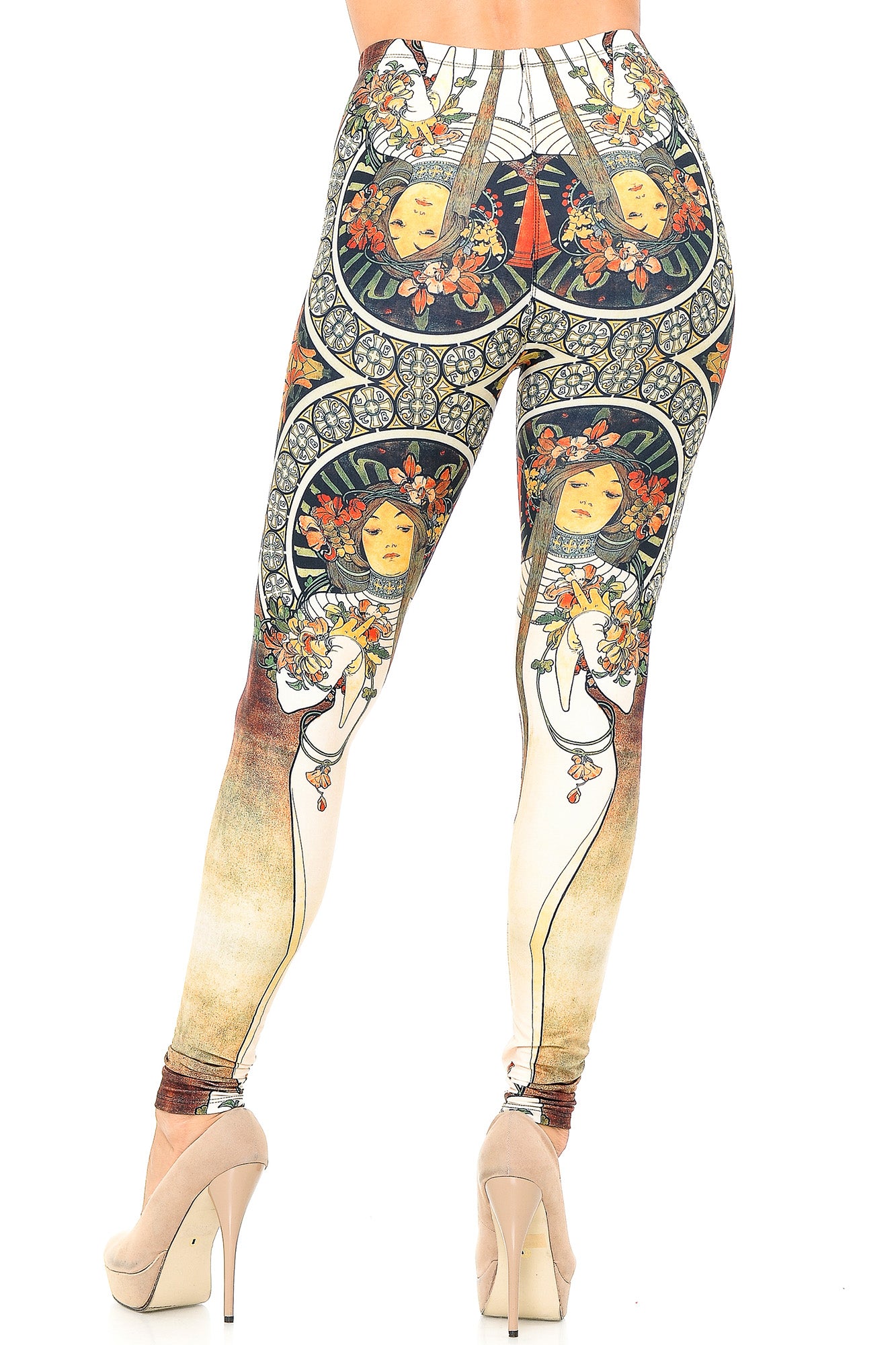 Creamy Soft Gaia Mucha Leggings - USA Fashion (One Size Regular,Beige)