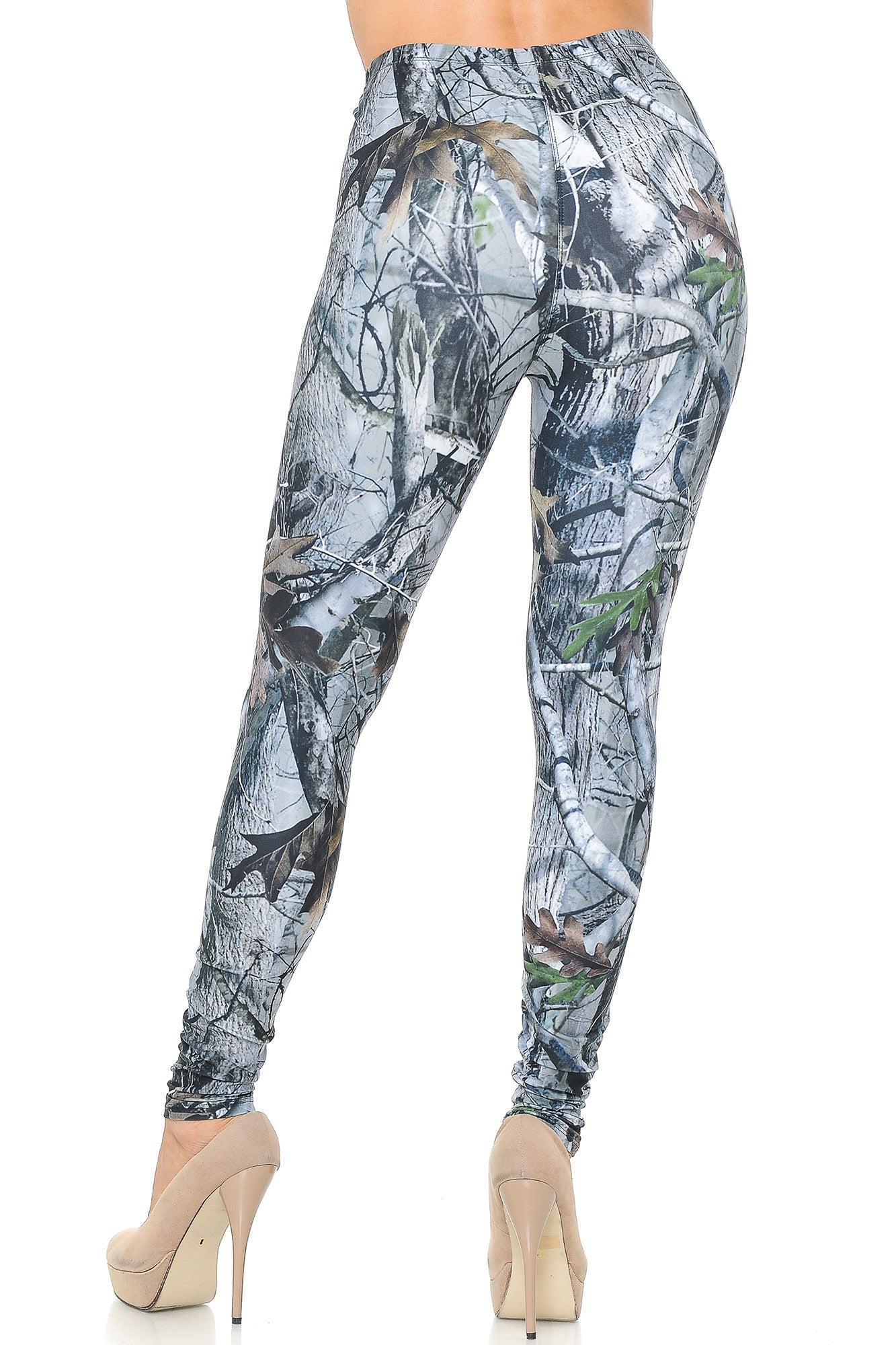 Creamy Soft Camouflage Trees Leggings - USA Fashion (One Size Regular,Charcoal)