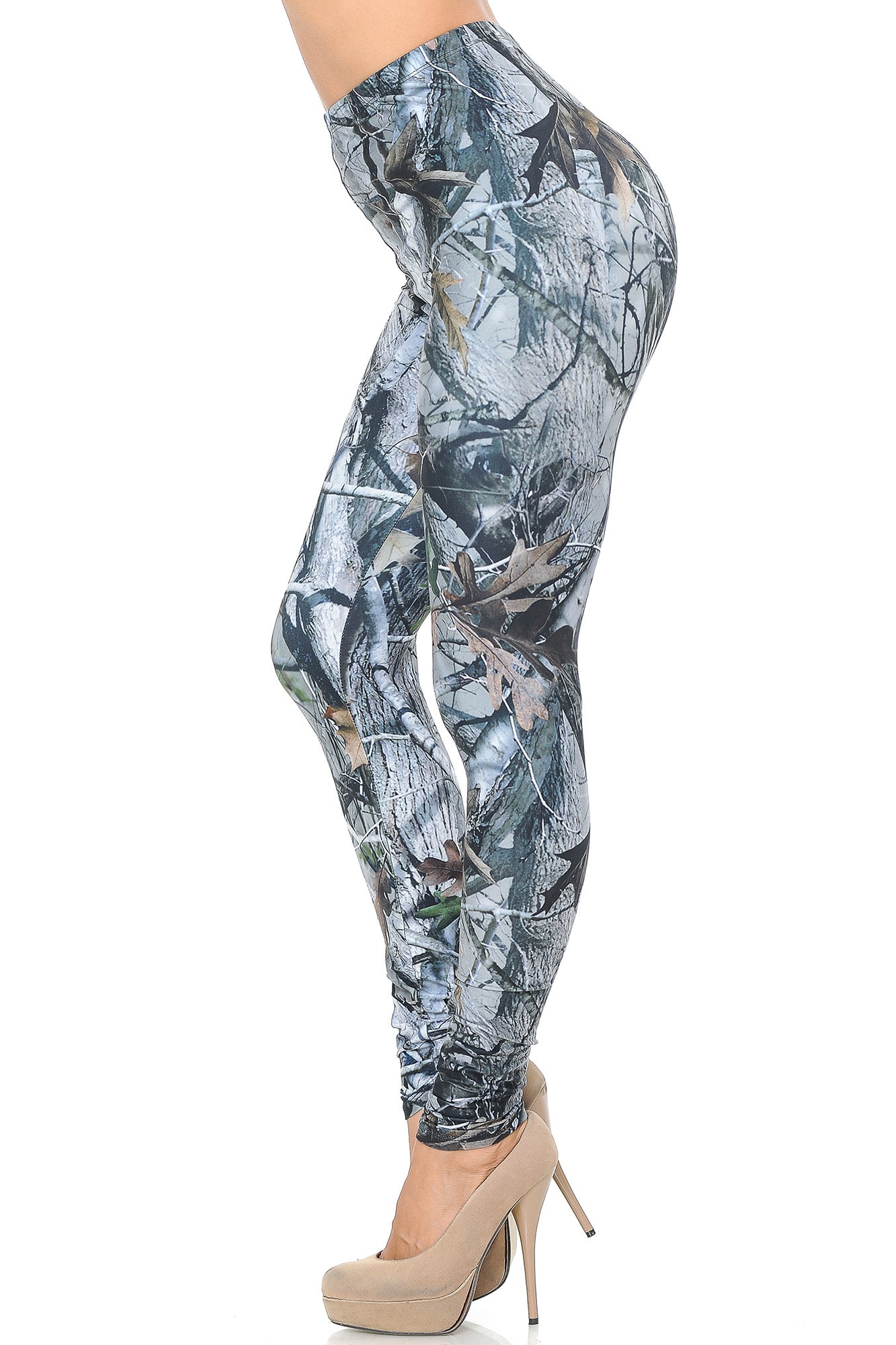 Creamy Soft Camouflage Trees Leggings - USA Fashion (One Size Regular,Charcoal)