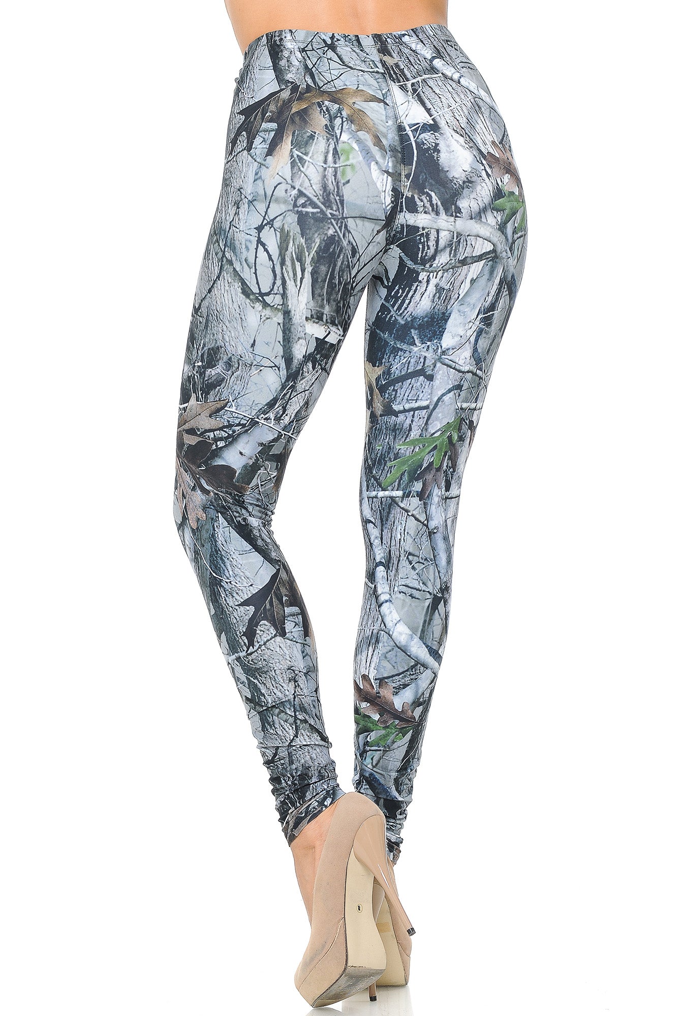 Creamy Soft Camouflage Trees Leggings - USA Fashion (One Size Regular,Charcoal)