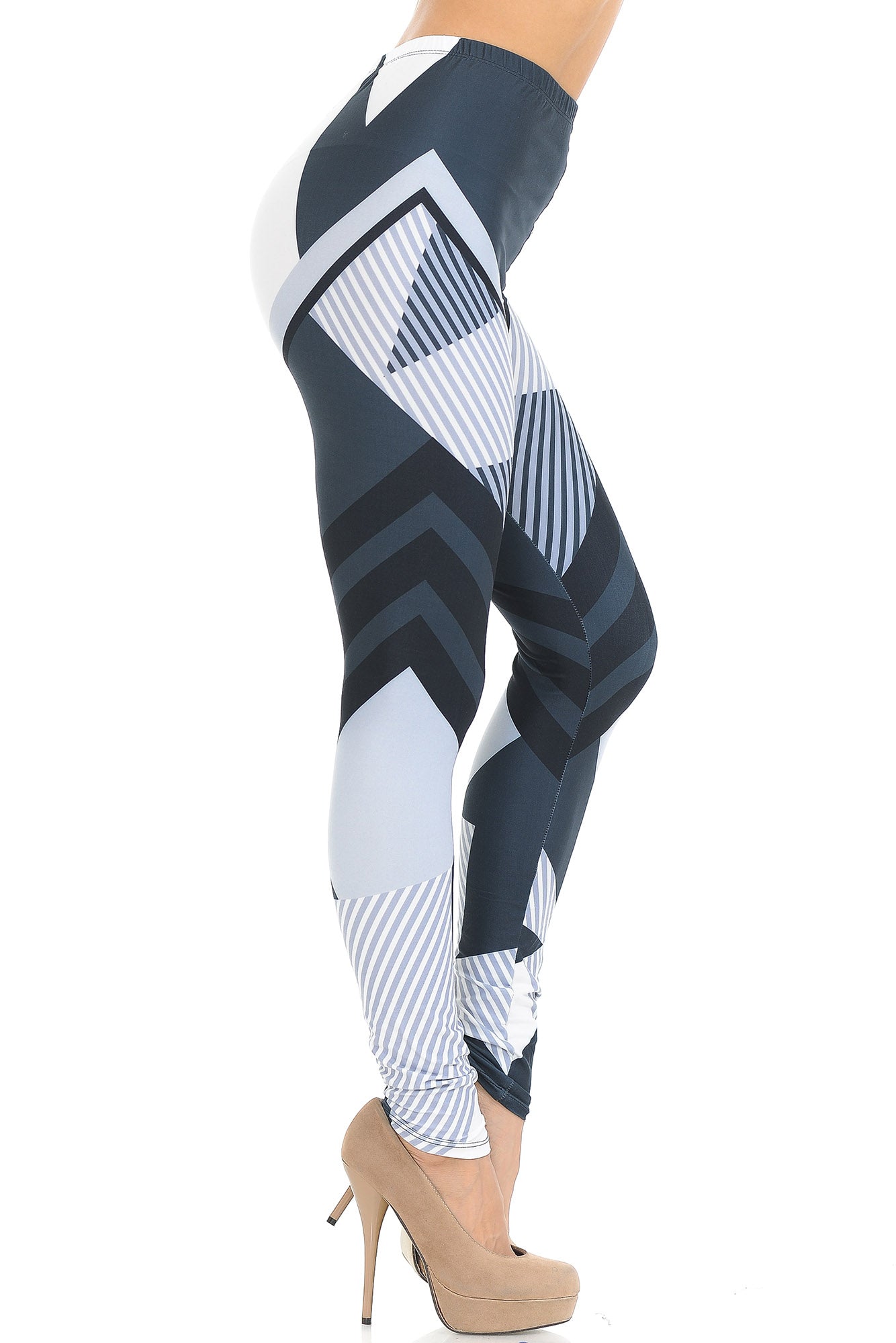 Creamy Soft Contour Angles Leggings - USA Fashion (One Size Regular,White)