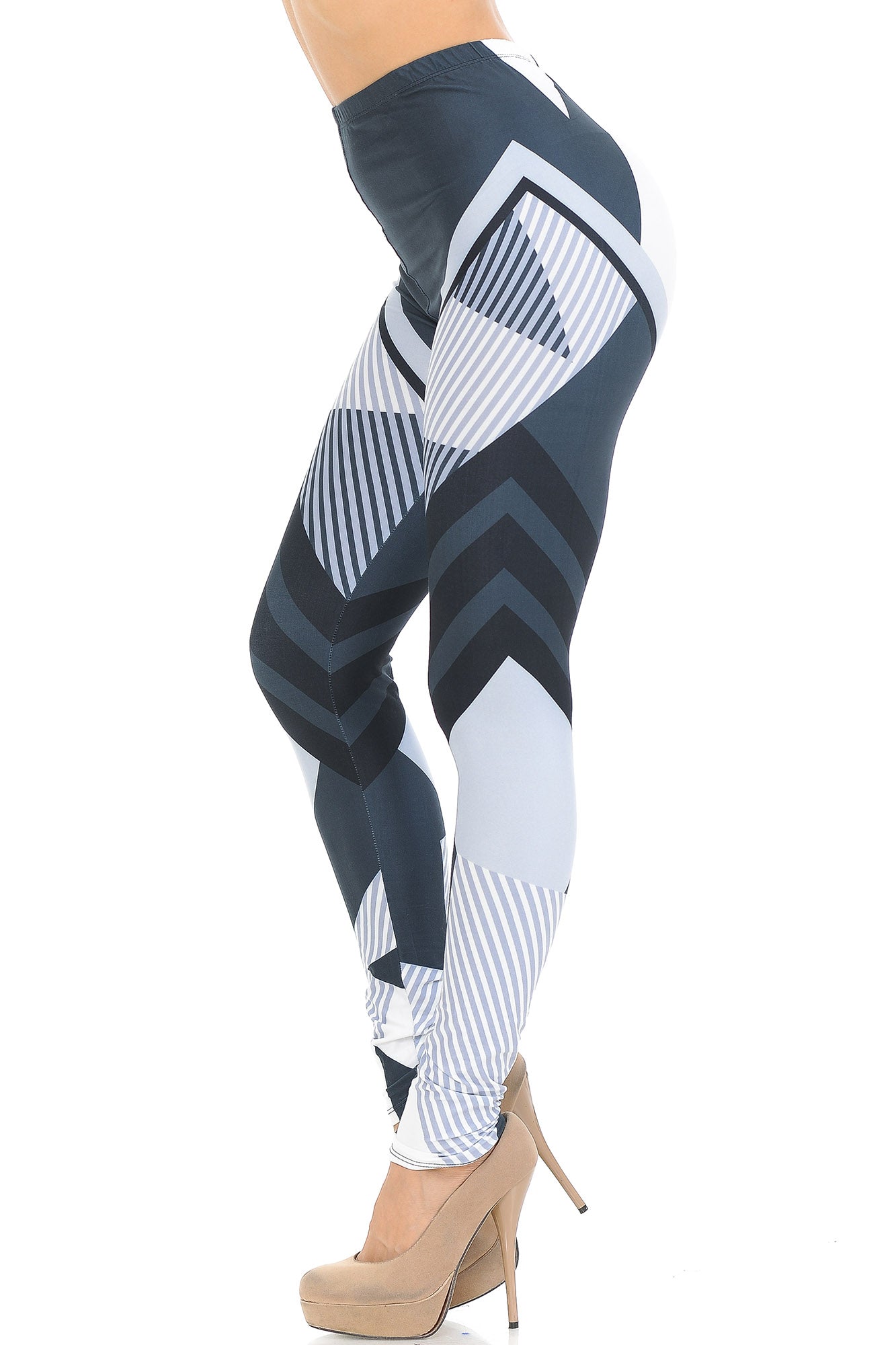 Creamy Soft Contour Angles Leggings - USA Fashion (One Size Regular,White)