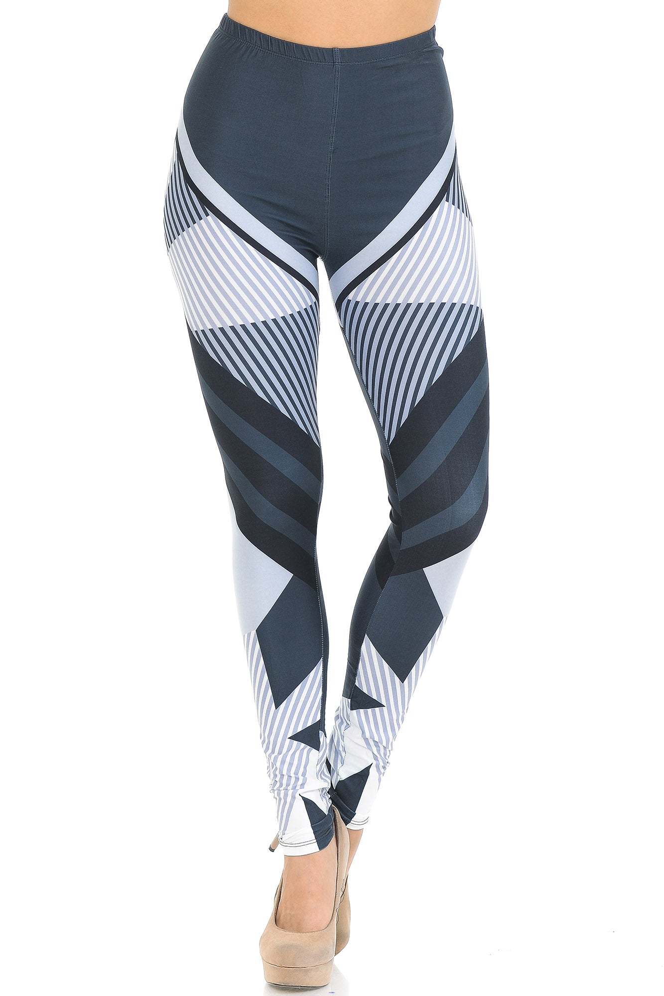 Creamy Soft Contour Angles Leggings - USA Fashion (One Size Regular,White)