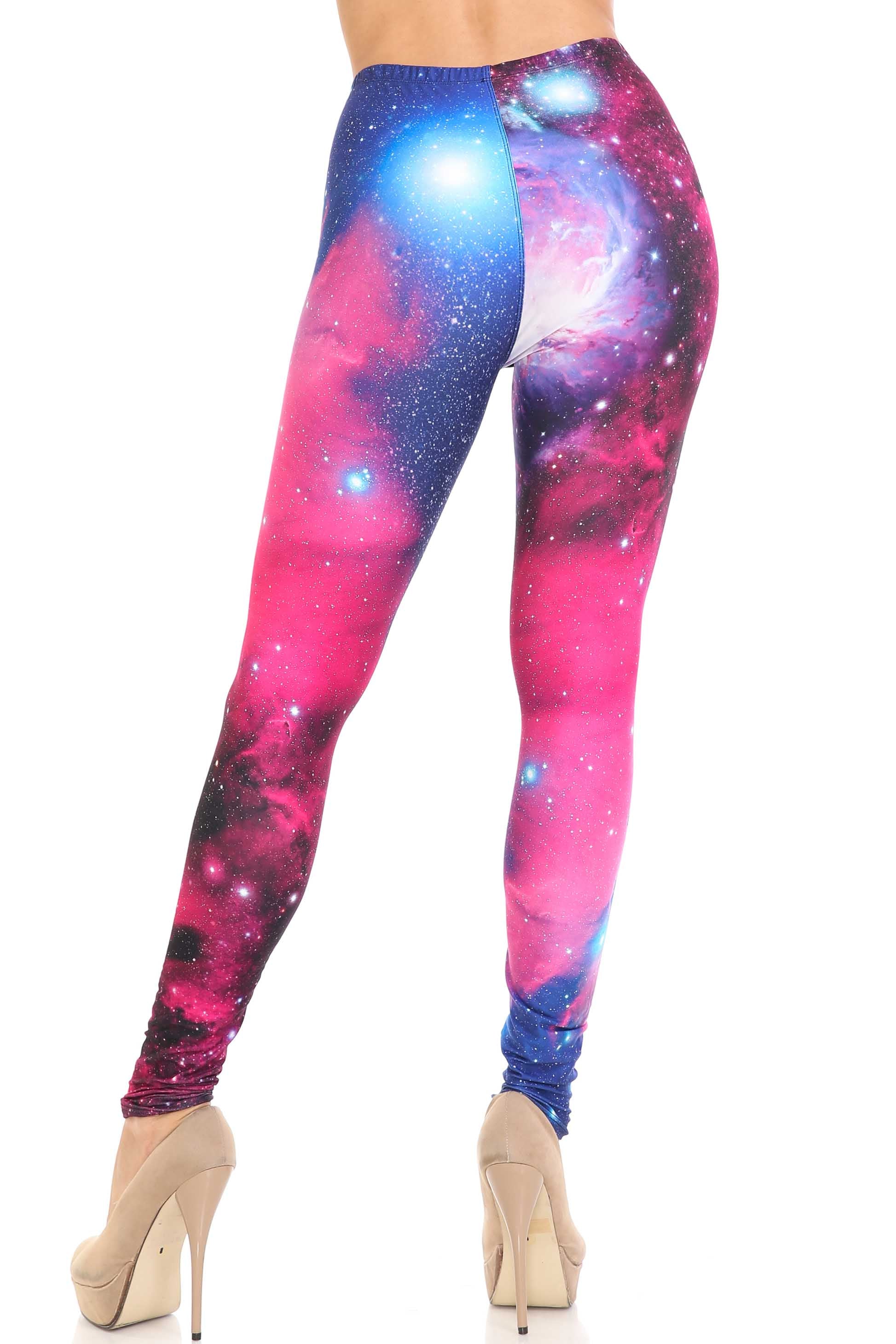 Creamy Soft Fuchsia Galaxy Leggings - USA Fashion (One Size Regular,Fuchsia)