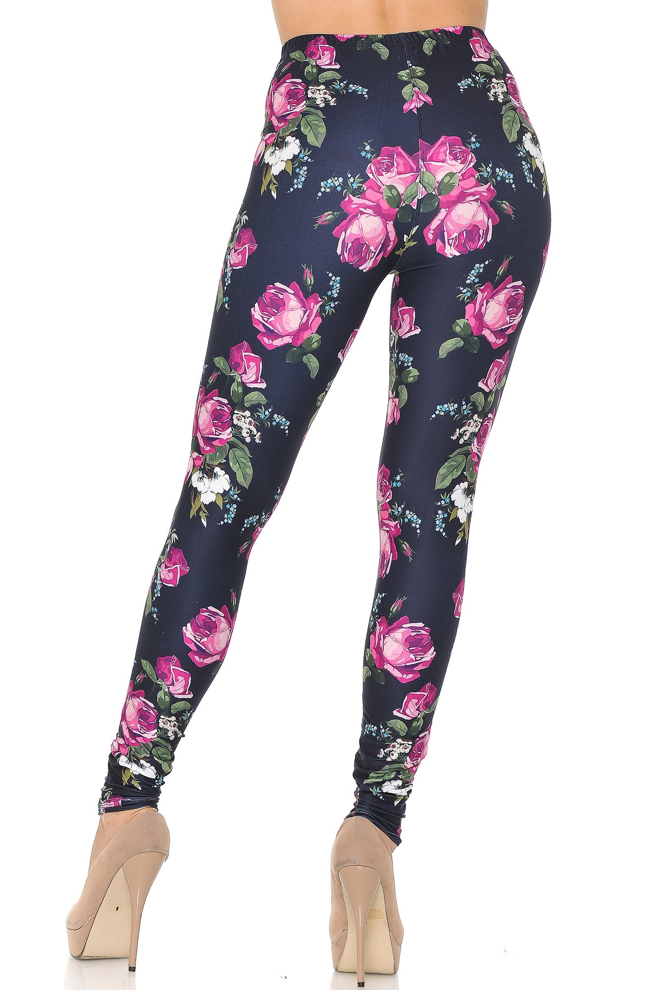 Creamy Soft Fuchsia Rose Leggings - USA Fashion (One Size Regular,Fuchsia)