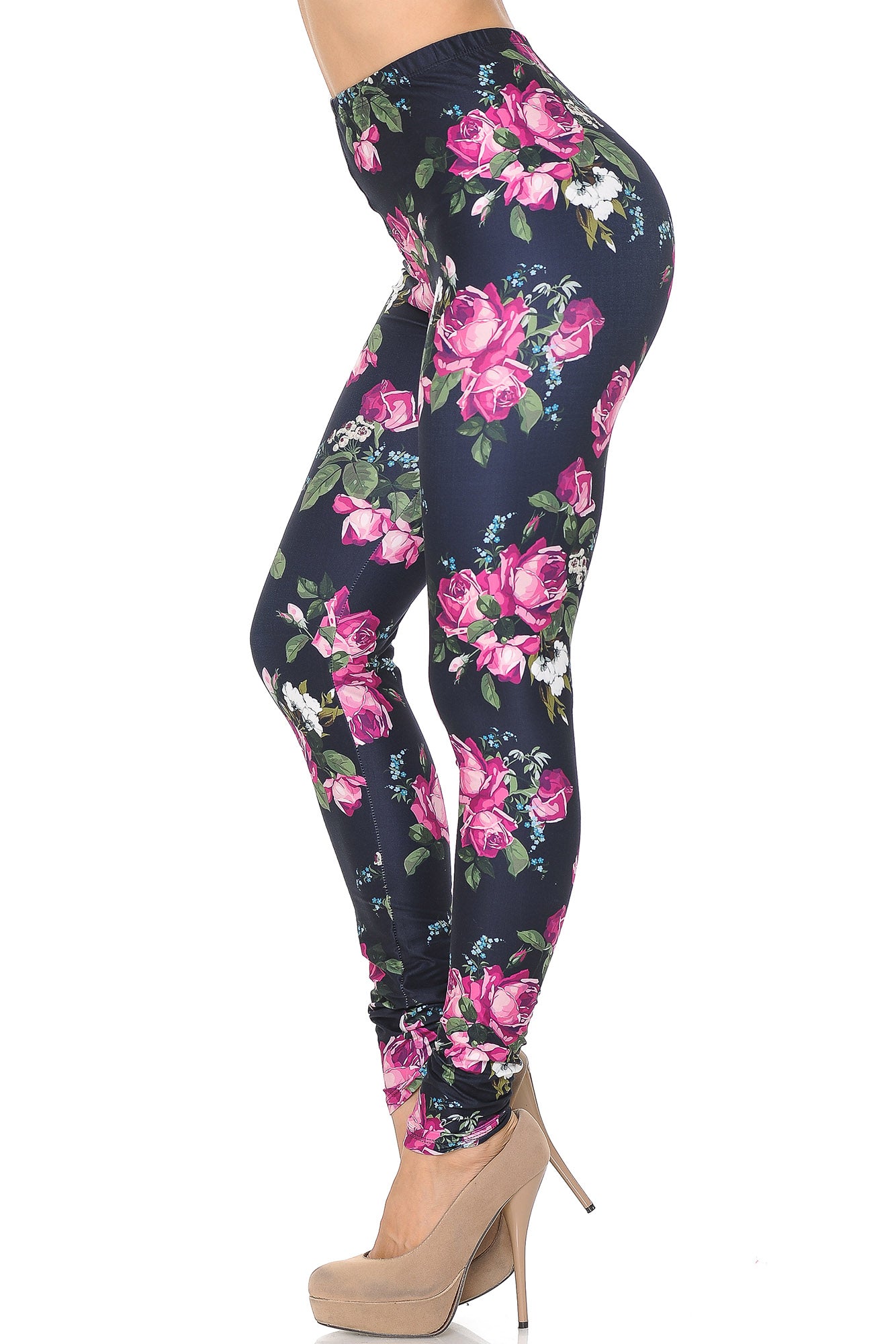 Creamy Soft Fuchsia Rose Leggings - USA Fashion (One Size Regular,Fuchsia)