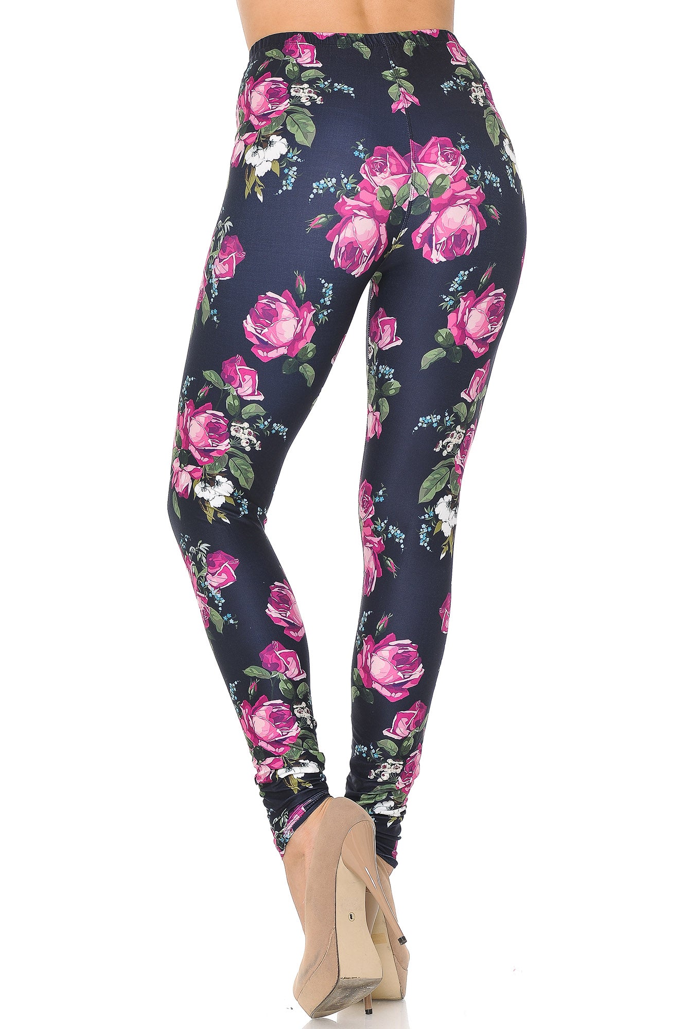 Creamy Soft Fuchsia Rose Leggings - USA Fashion (One Size Regular,Fuchsia)