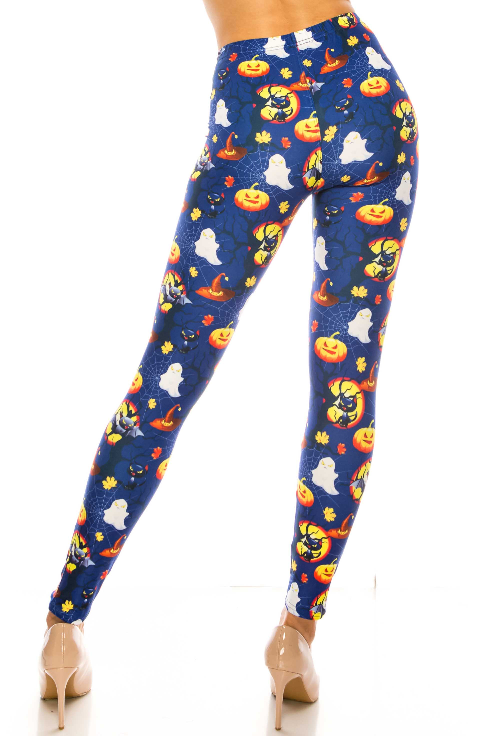 Creamy Soft Halloween Critters Leggings - USA Fashion (One Size Regular,Blue)