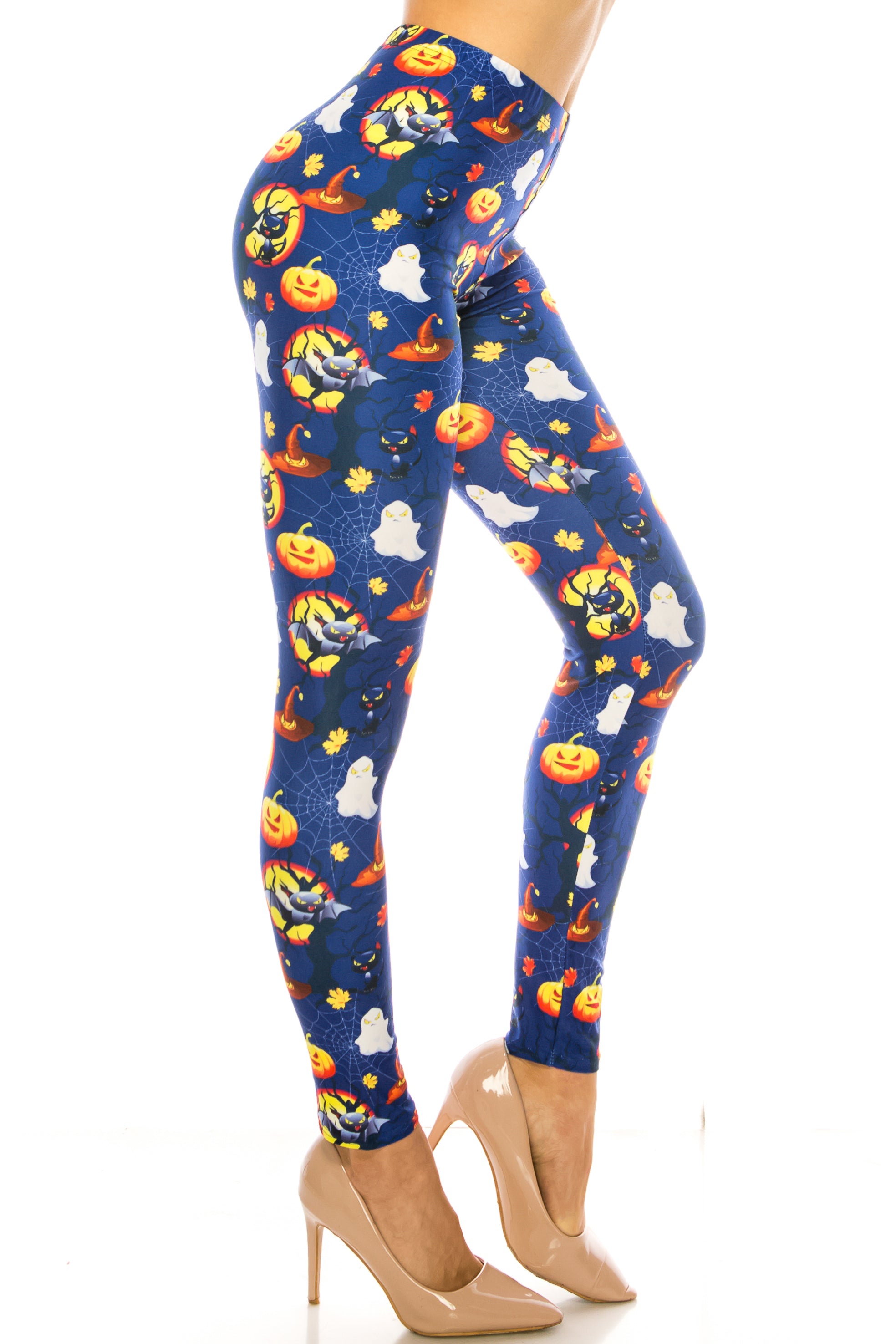 Creamy Soft Halloween Critters Leggings - USA Fashion (One Size Regular,Blue)