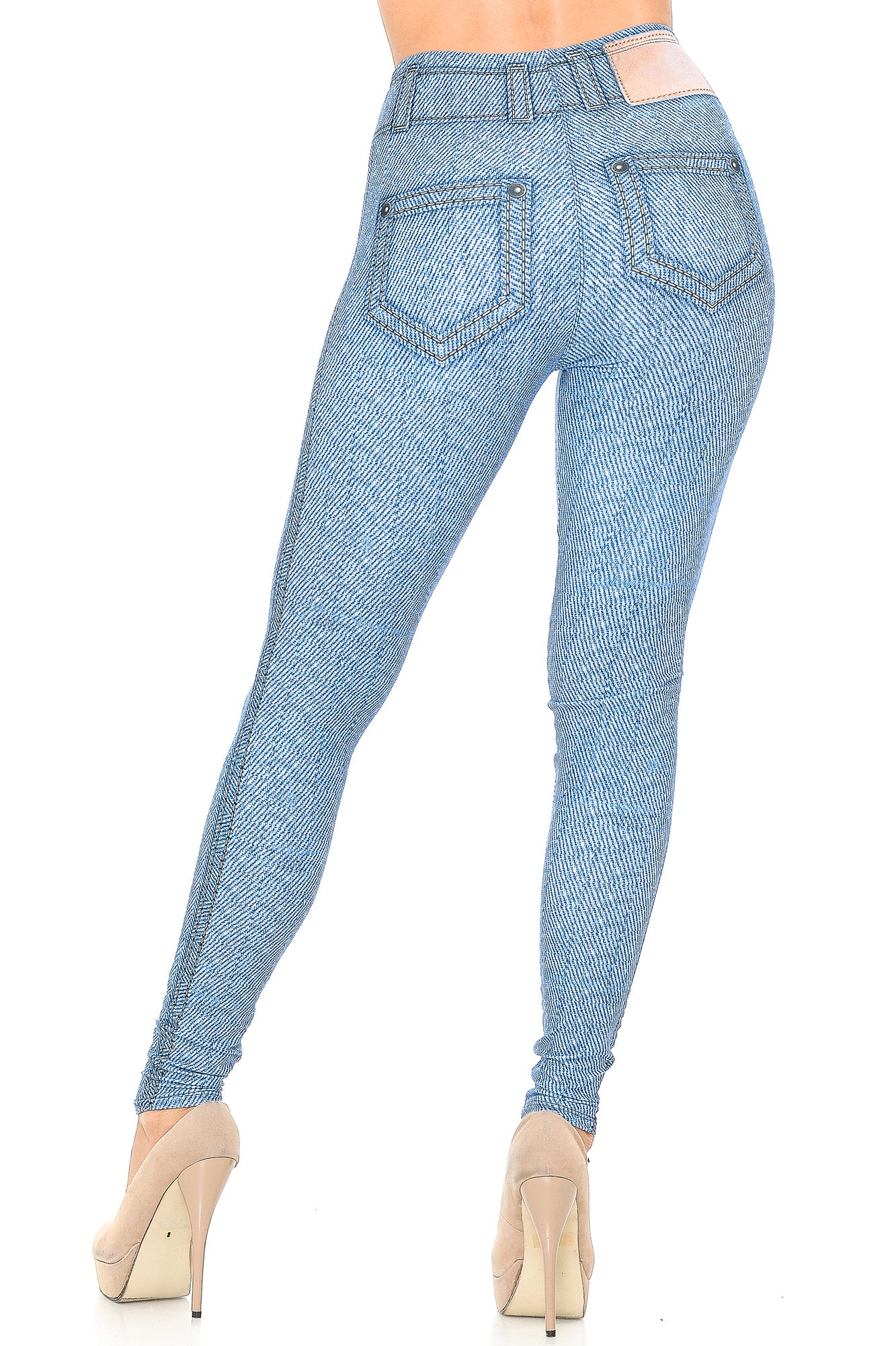 Creamy Soft Beautiful Blue Jean Leggings - USA Fashion (One Size Regular,Blue)