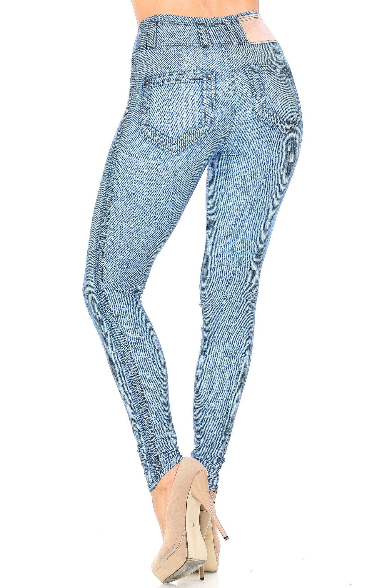 Creamy Soft Beautiful Blue Jean Leggings - USA Fashion (One Size Regular,Blue)
