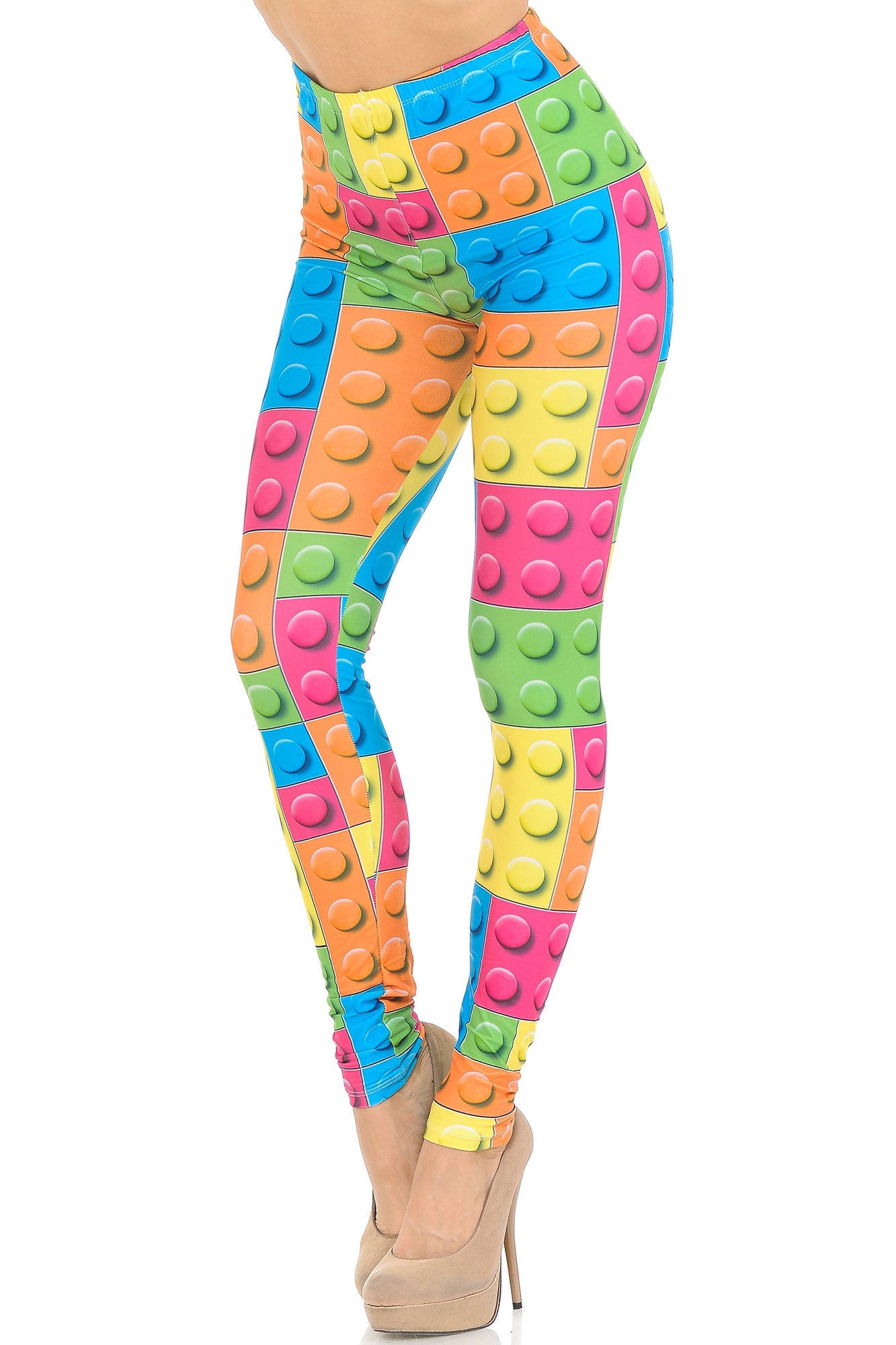 Creamy Soft Lego Leggings - USA Fashion (One Size Regular,Multi Color Bold)