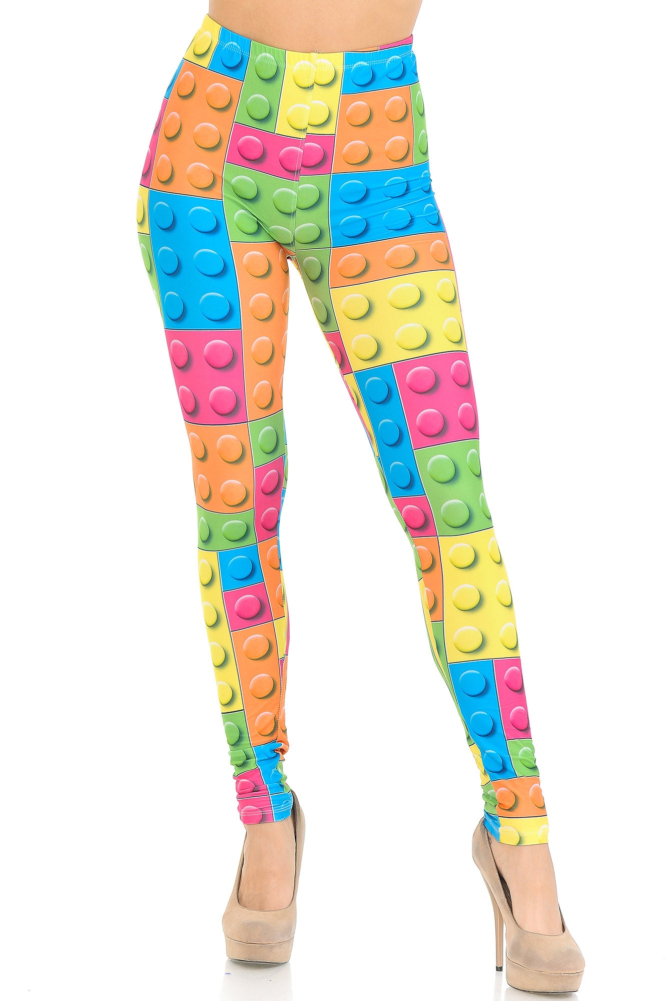 Creamy Soft Lego Leggings - USA Fashion (One Size Regular,Multi Color Bold)