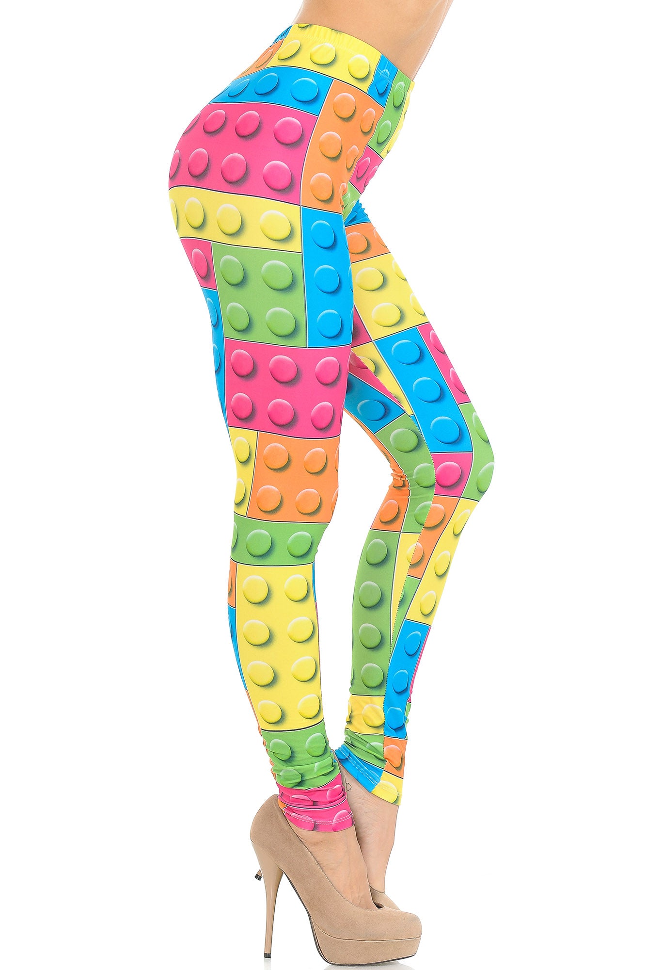 Creamy Soft Lego Leggings - USA Fashion (One Size Regular,Multi Color Bold)