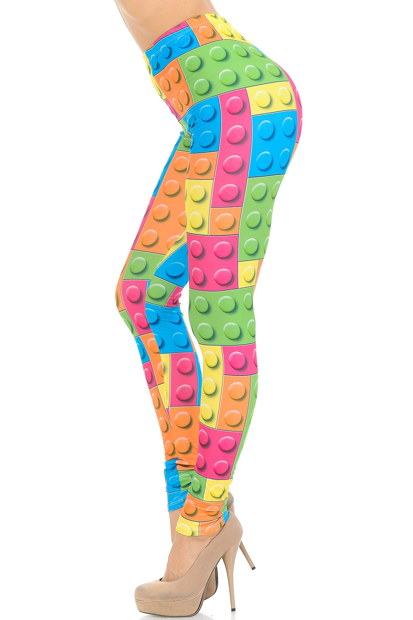 Creamy Soft Lego Leggings - USA Fashion (One Size Regular,Multi Color Bold)