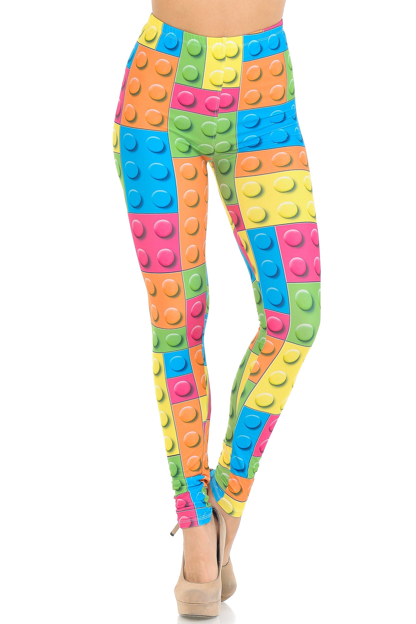 Creamy Soft Lego Leggings - USA Fashion (One Size Regular,Multi Color Bold)