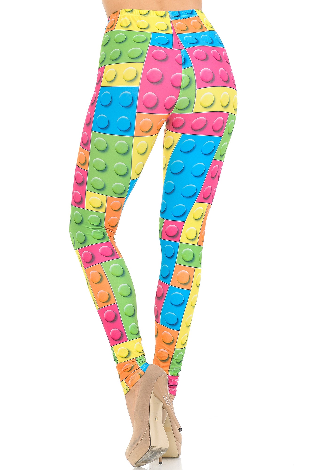 Creamy Soft Lego Leggings - USA Fashion (One Size Regular,Multi Color Bold)