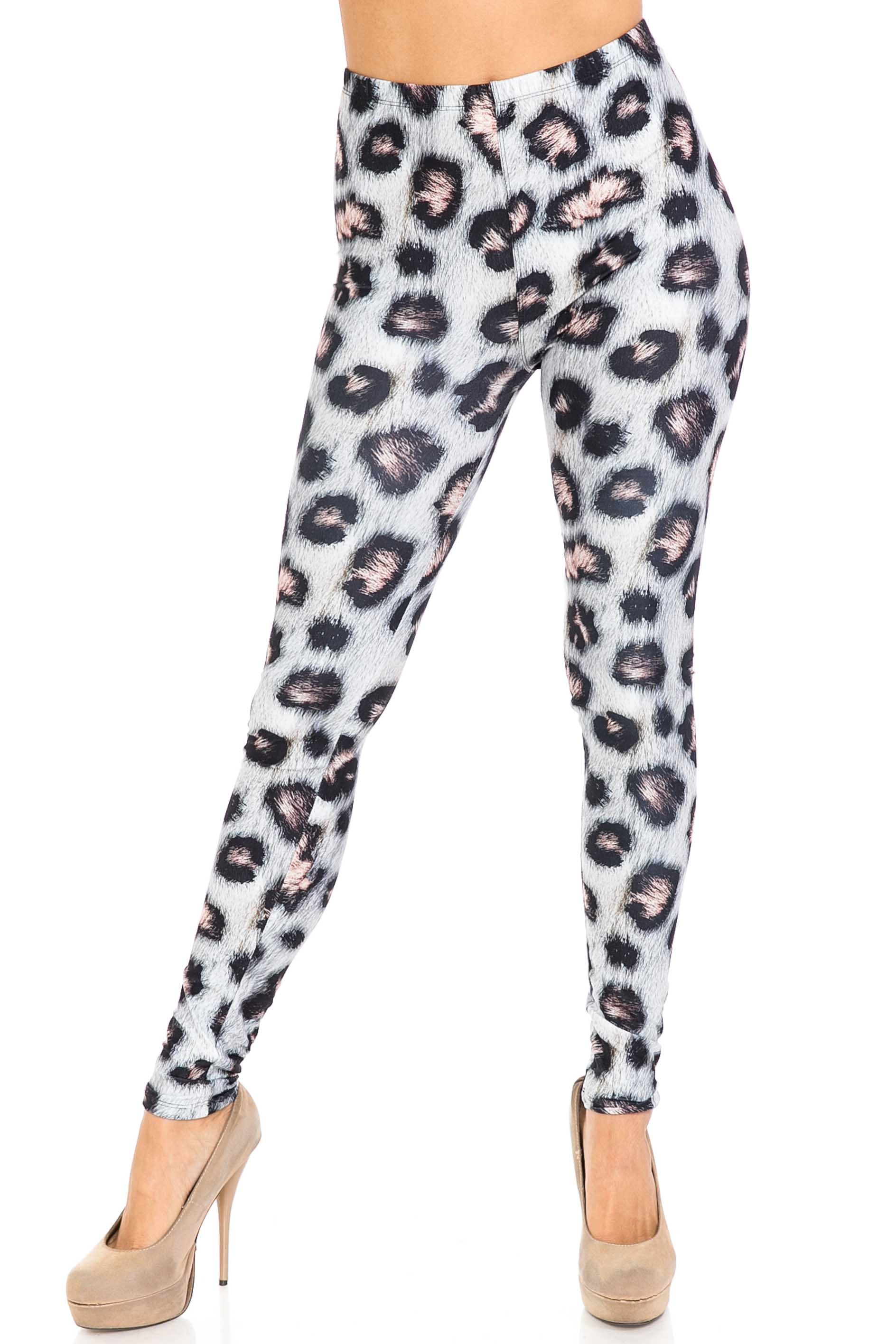 Creamy Soft Moda Leopard Leggings - USA Fashion (One Size Regular,Charcoal)