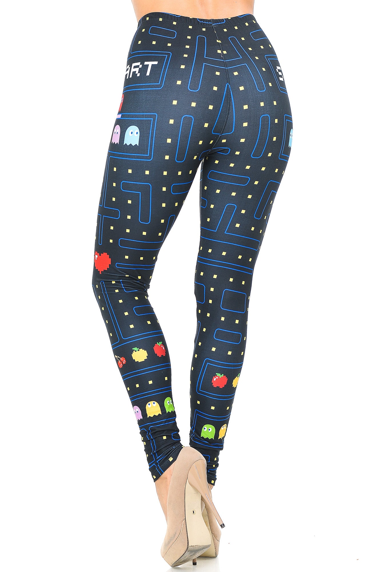 Creamy Soft Pacman Begins Leggings | USA Fashion (One Size Regular,Black)