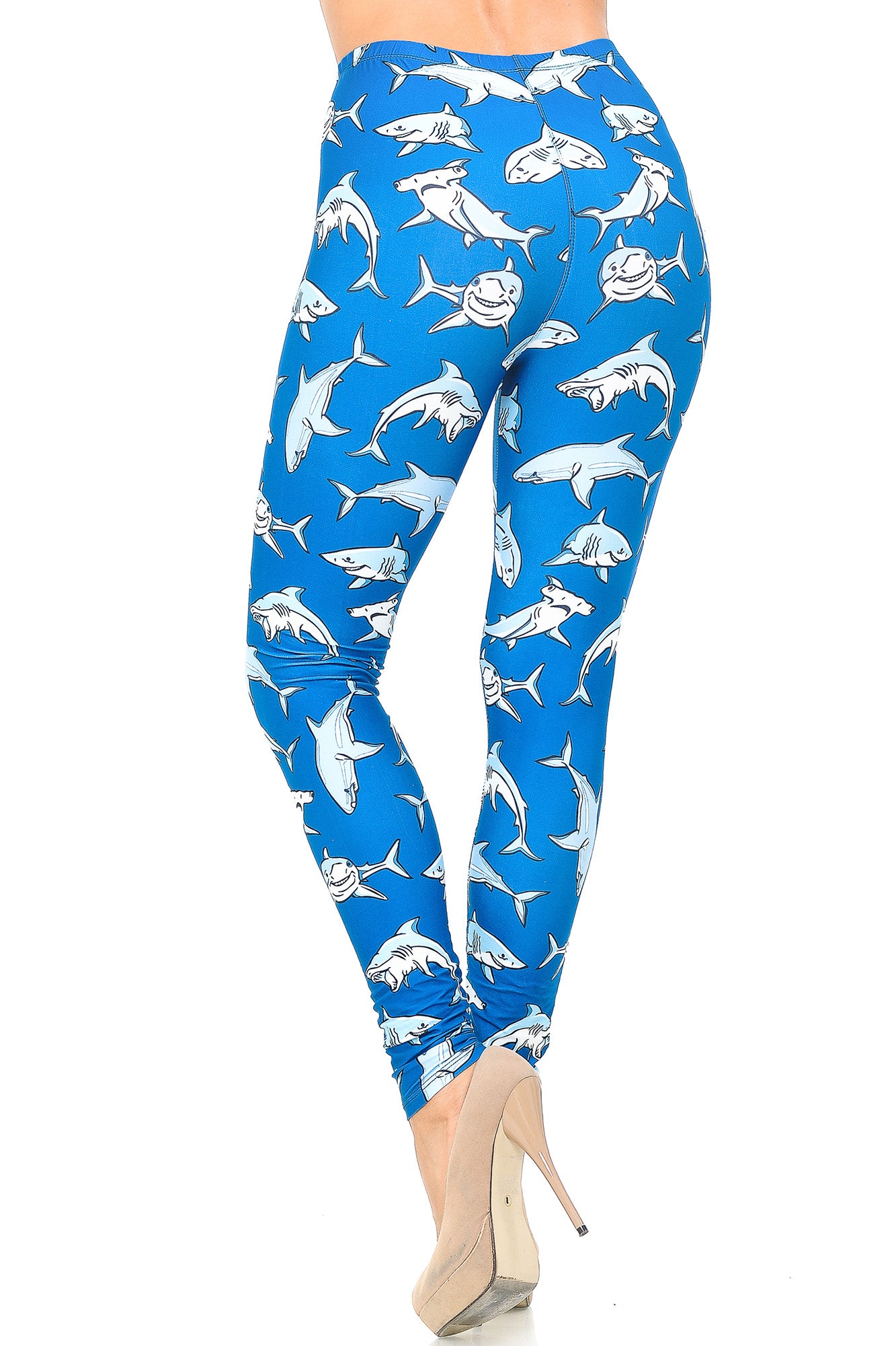 Creamy Soft Shark Leggings - USA Fashion (One Size Regular,Blue)