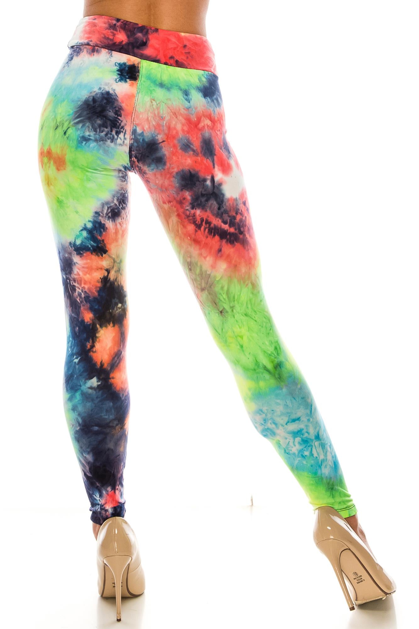 Buttery Soft Summer Yellow Tie Dye High Waisted Leggings (One Size Regular,Yellow)