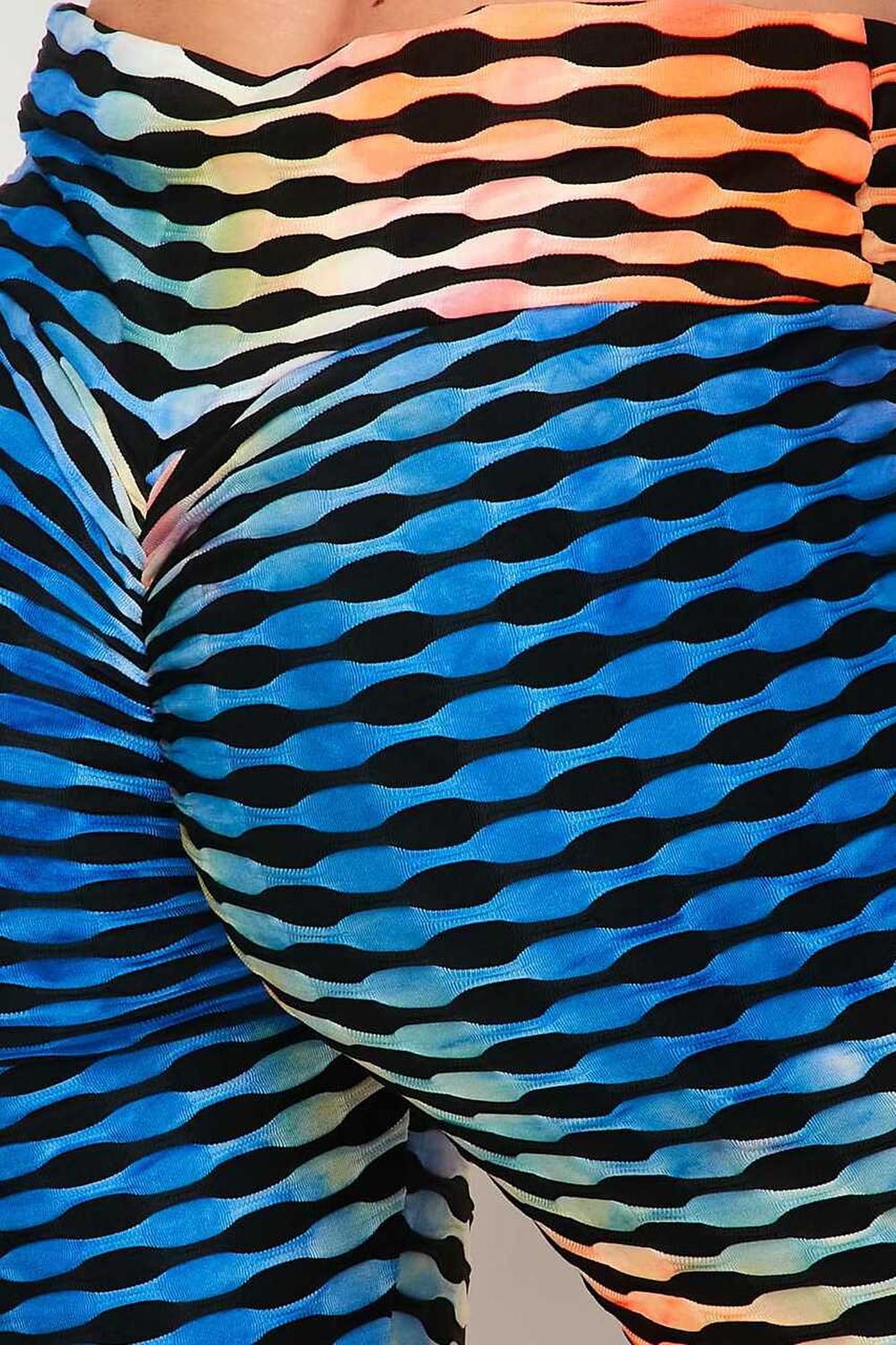 Orange and Blue Brazilian Figure Flatter Scrunch Butt Leggings